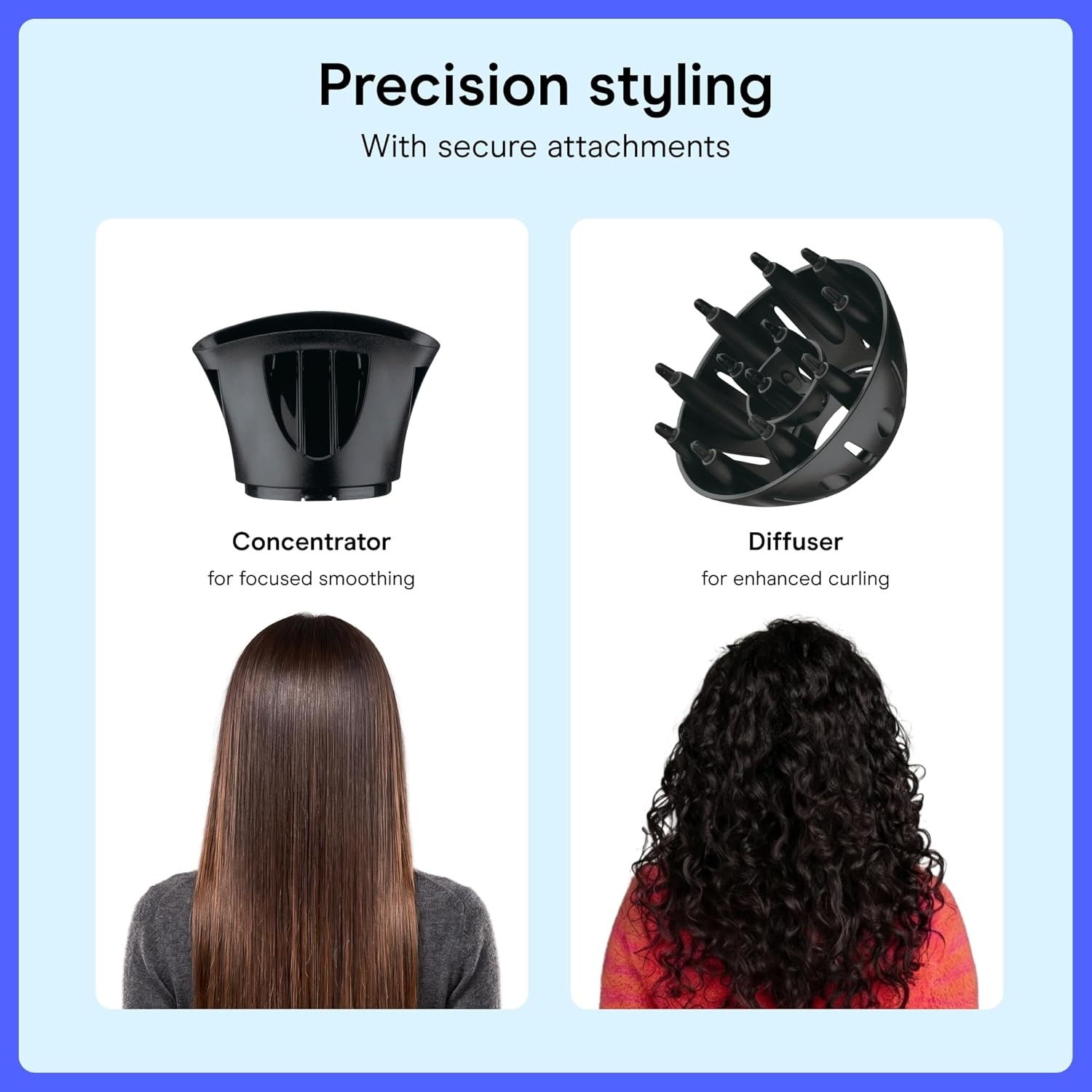 image:imageConair Fast Dry Lightweight Hair Dryer Powerful 1875W motor for thick and coarse hair includes diffuser amp concentrator attachments BlueBlack 146NXL3 Piece Set