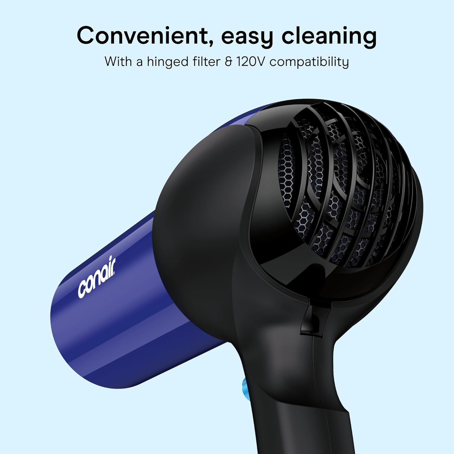 image:imageConair Fast Dry Lightweight Hair Dryer Powerful 1875W motor for thick and coarse hair includes diffuser amp concentrator attachments BlueBlack 146NXL3 Piece Set