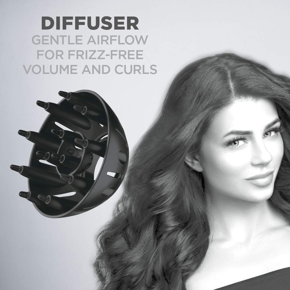 image:imageConair Fast Dry Lightweight Hair Dryer Powerful 1875W motor for thick and coarse hair includes diffuser amp concentrator attachments BlueBlack 146NXL3 Piece Set Pack of 4