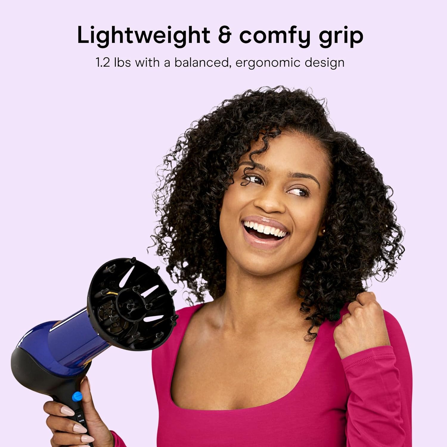 image:imageConair Fast Dry Lightweight Hair Dryer Powerful 1875W motor for thick and coarse hair includes diffuser amp concentrator attachments BlueBlack 146NXL3 Piece Set