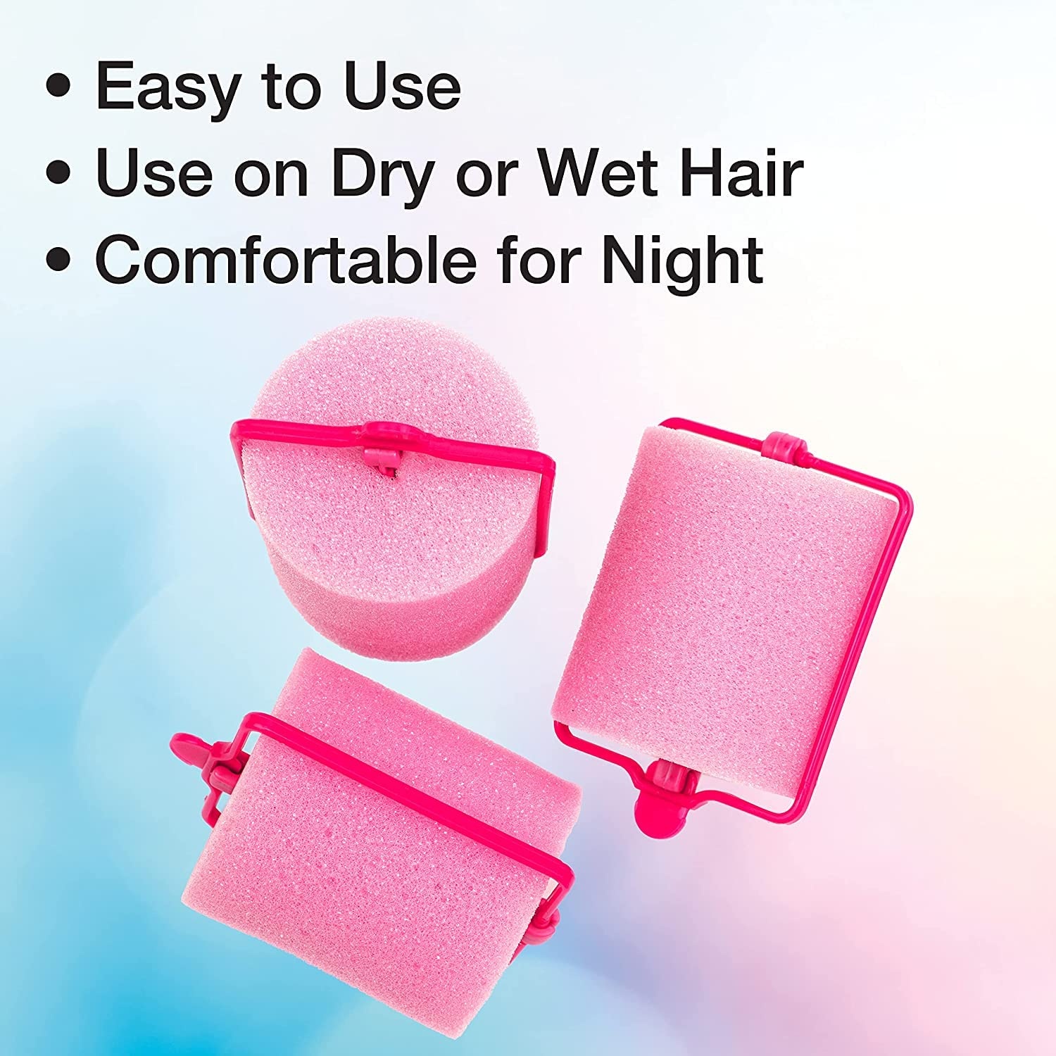 image:imageConair Foam Hair Rollers Heatless curls Foam Rollers Hair Rollers Loose Hair Curlers in Assorted Sizes 8 Count wstorage casePink