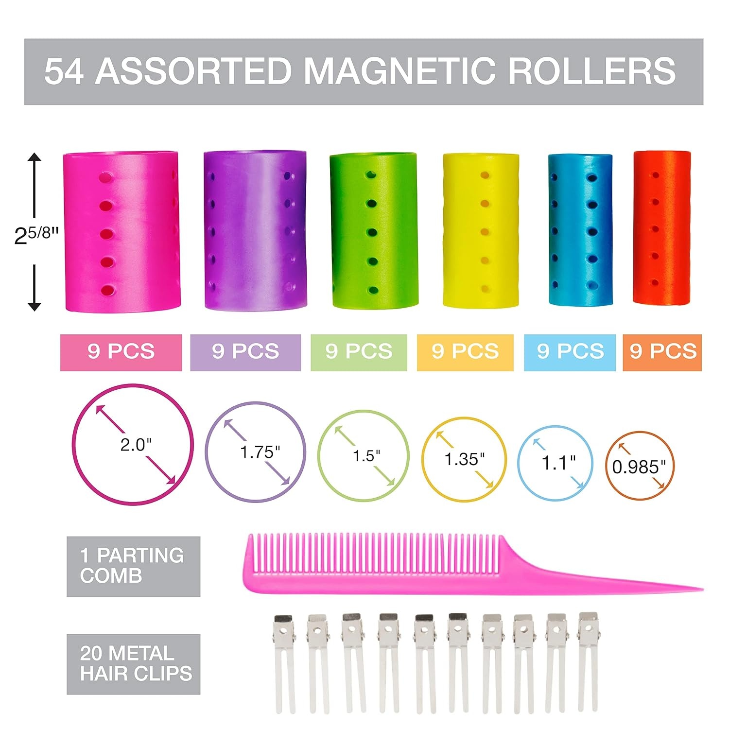 image:imageConair Foam Hair Rollers Heatless curls Foam Rollers Hair Rollers Loose Hair Curlers in Assorted Sizes 8 Count wstorage caseRainbow