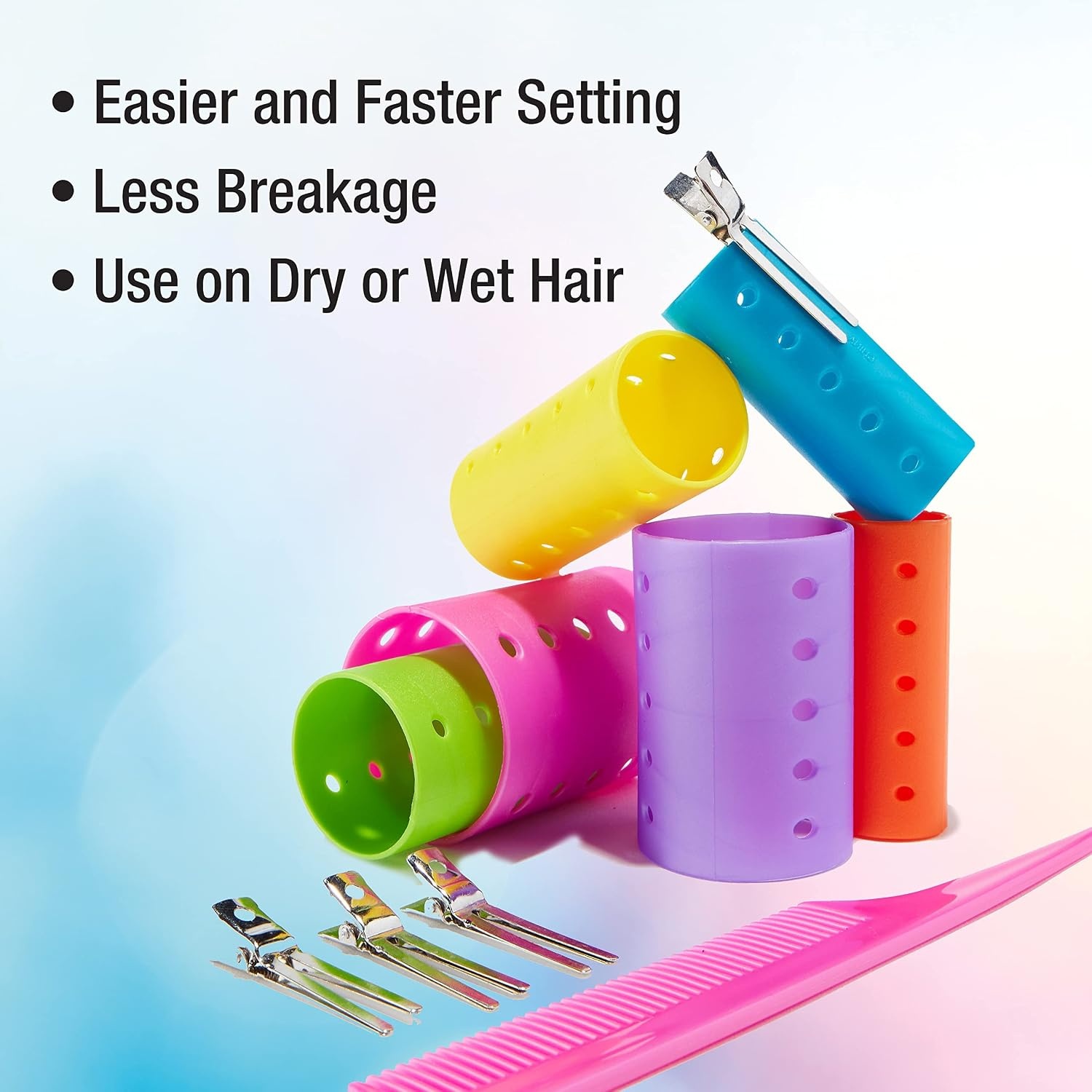 image:imageConair Foam Hair Rollers Heatless curls Foam Rollers Hair Rollers Loose Hair Curlers in Assorted Sizes 8 Count wstorage caseRainbow
