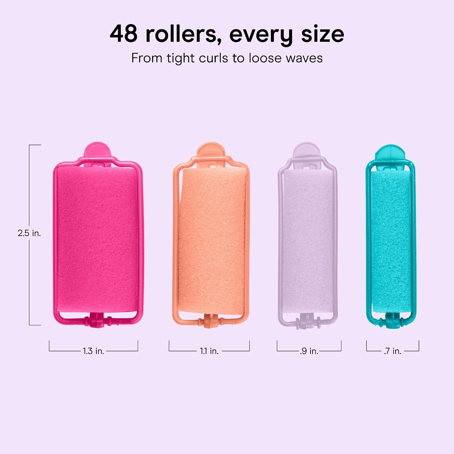 image:imageConair Foam Overnight Heatless Curls Hair Rollers Snapsshut overnight foam curlers for damagefree curls and volume Assorted Colors 48Count Model GR61118IN1L9Assorted