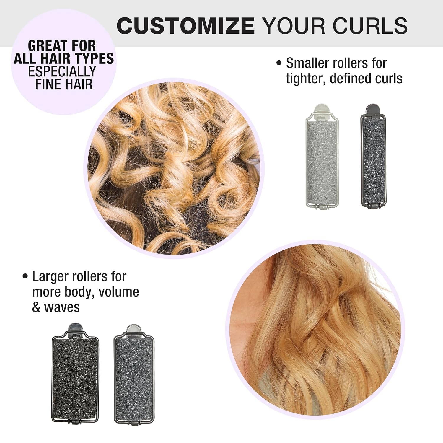 image:imageConair Foam Overnight Heatless Curls Hair Rollers Snapsshut overnight foam curlers for damagefree curls and volume Assorted Colors 48Count Model GR61118IN1L9Black Gray
