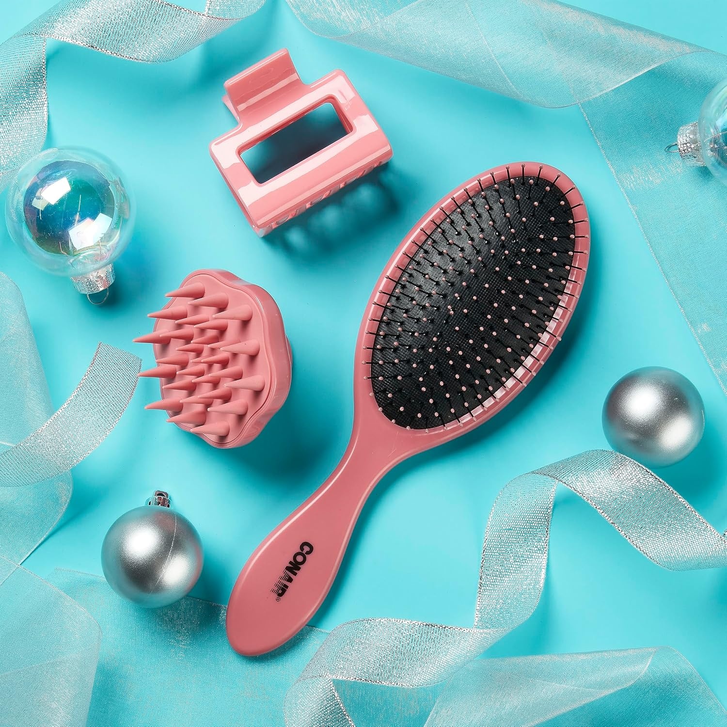 image:imageConair Gift Set Gift Box Under 20 Includes 1 Hair Brush 1 Claw Clip and 1 Scalp Massager in Pink