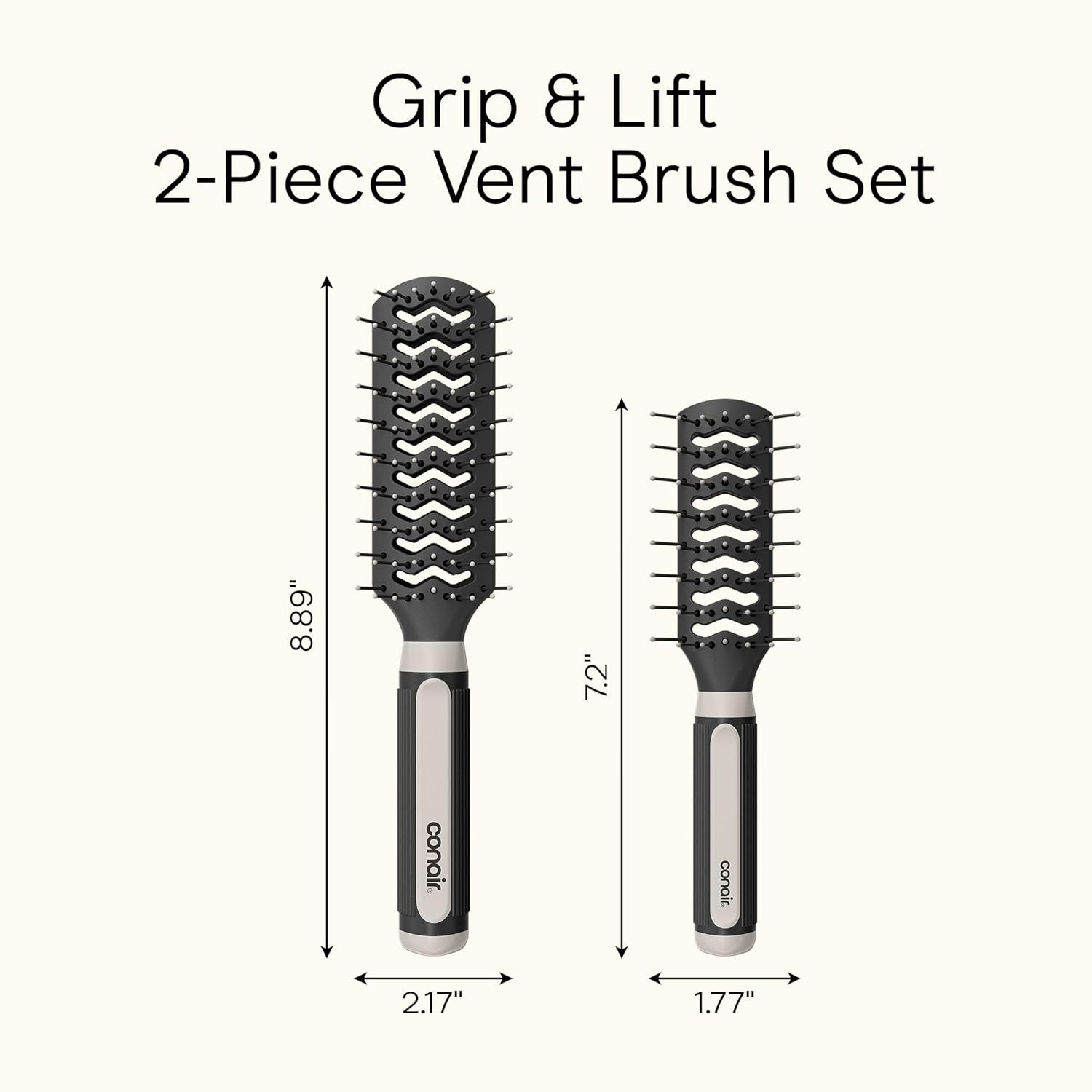 image:imageConair Grip amp Lift Vent Hairbrush FullSize and MidSize Brush Set Nylon Bristle Hair Brushes for Blowout Styling Value Pack Color May Vary