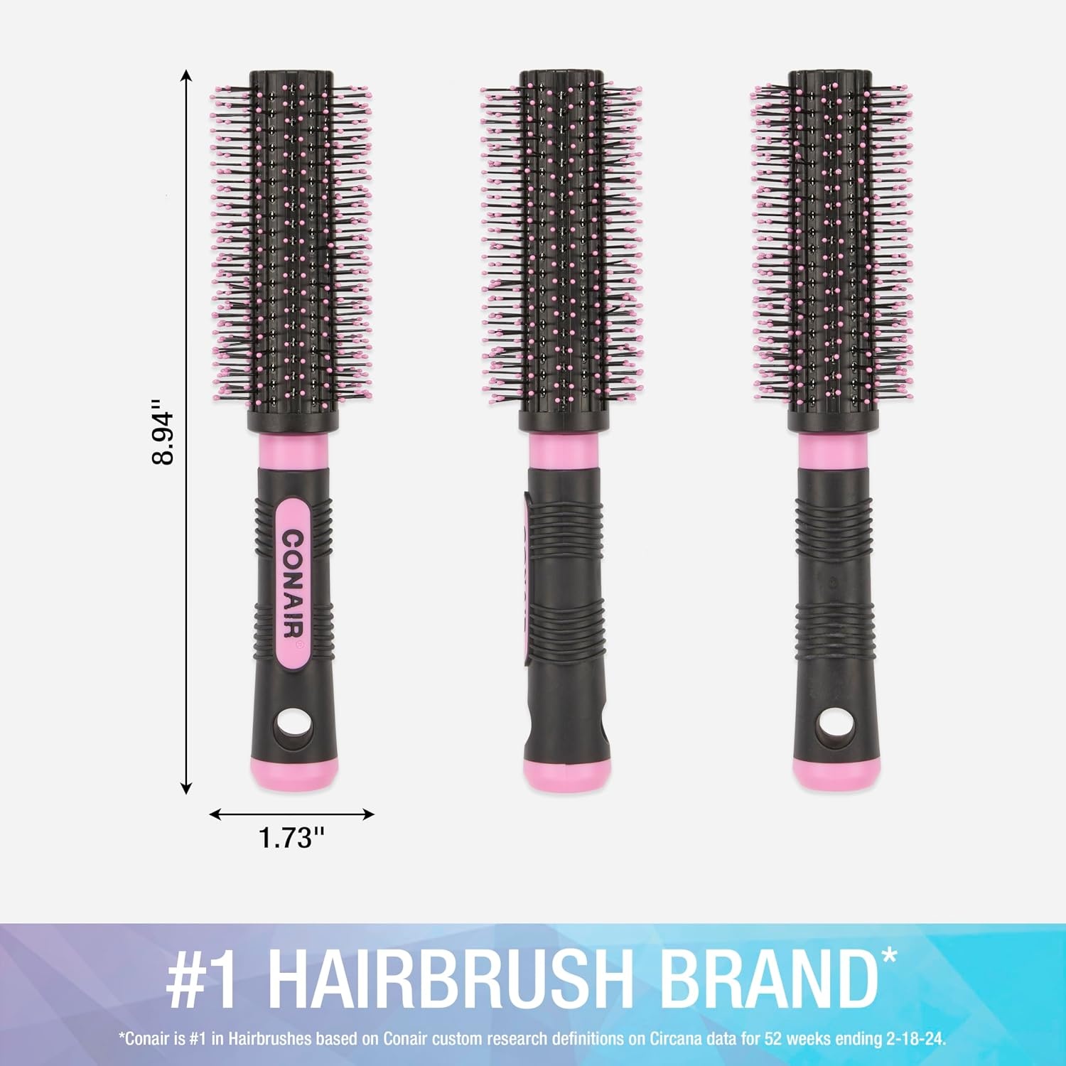 image:imageConair Grip amp Style Round Brush Nylon Bristle Hair Brush for Blowout Styling Ideal for Coarse Curly Wavy Hair Color May VaryBlush Pink