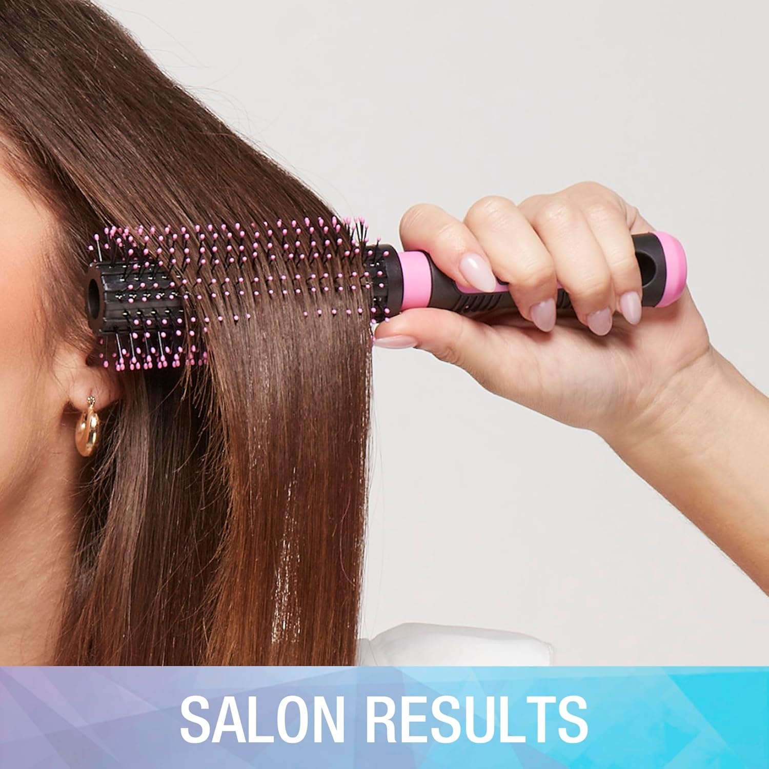 image:imageConair Grip amp Style Round Brush Nylon Bristle Hair Brush for Blowout Styling Ideal for Coarse Curly Wavy Hair Color May VaryBlush Pink