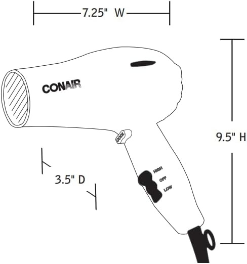image:imageConair Hair Dryer 1875W MidSize Blow Dryer WhiteBlack