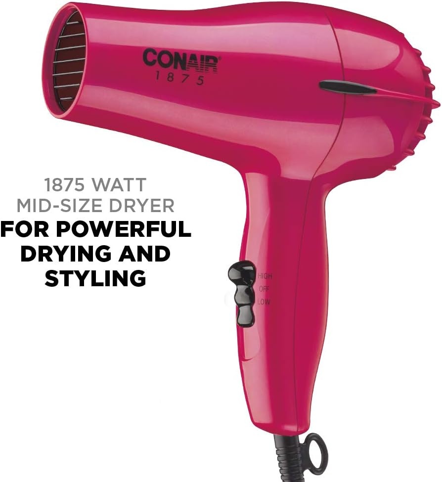 image:imageConair Hair Dryer 1875W MidSize Blow Dryer WhiteRed