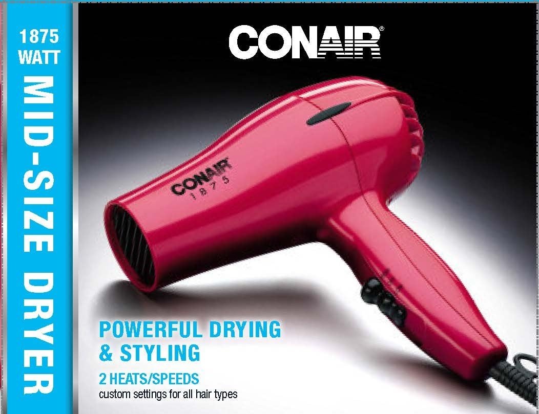 image:imageConair Hair Dryer 1875W MidSize Blow Dryer WhiteRed