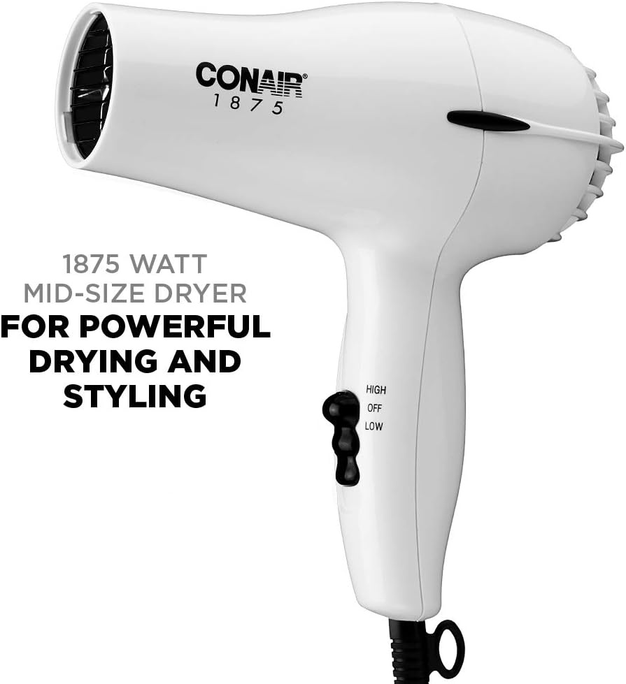 image:imageConair Hair Dryer 1875W MidSize Blow Dryer WhiteWhite