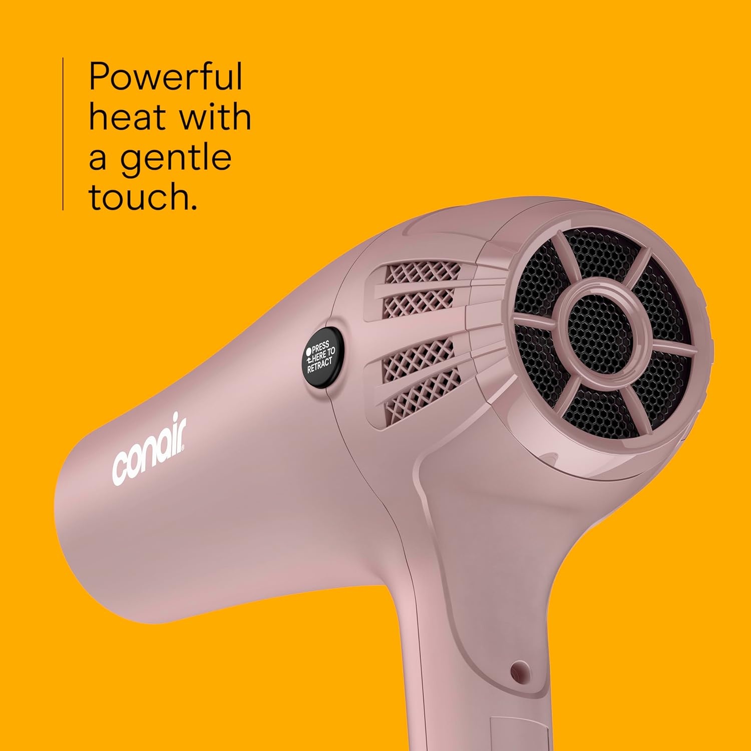 image:imageConair Hair Dryer with Retractable Cord 1875W Blow Dryer 3 Heat Settings 2 Speeds Blow Dryer with Diffuser and Concentrator Attachments Ionic Tourmaline Technology Matte Light PinkMatte Light Pink
