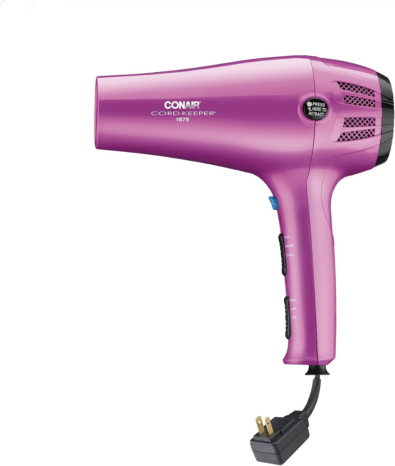 image:imageConair Hair Dryer with Retractable Cord 1875W Blow Dryer 3 Heat Settings 2 Speeds Blow Dryer with Diffuser and Concentrator Attachments Ionic Tourmaline Technology Matte Light PinkPink