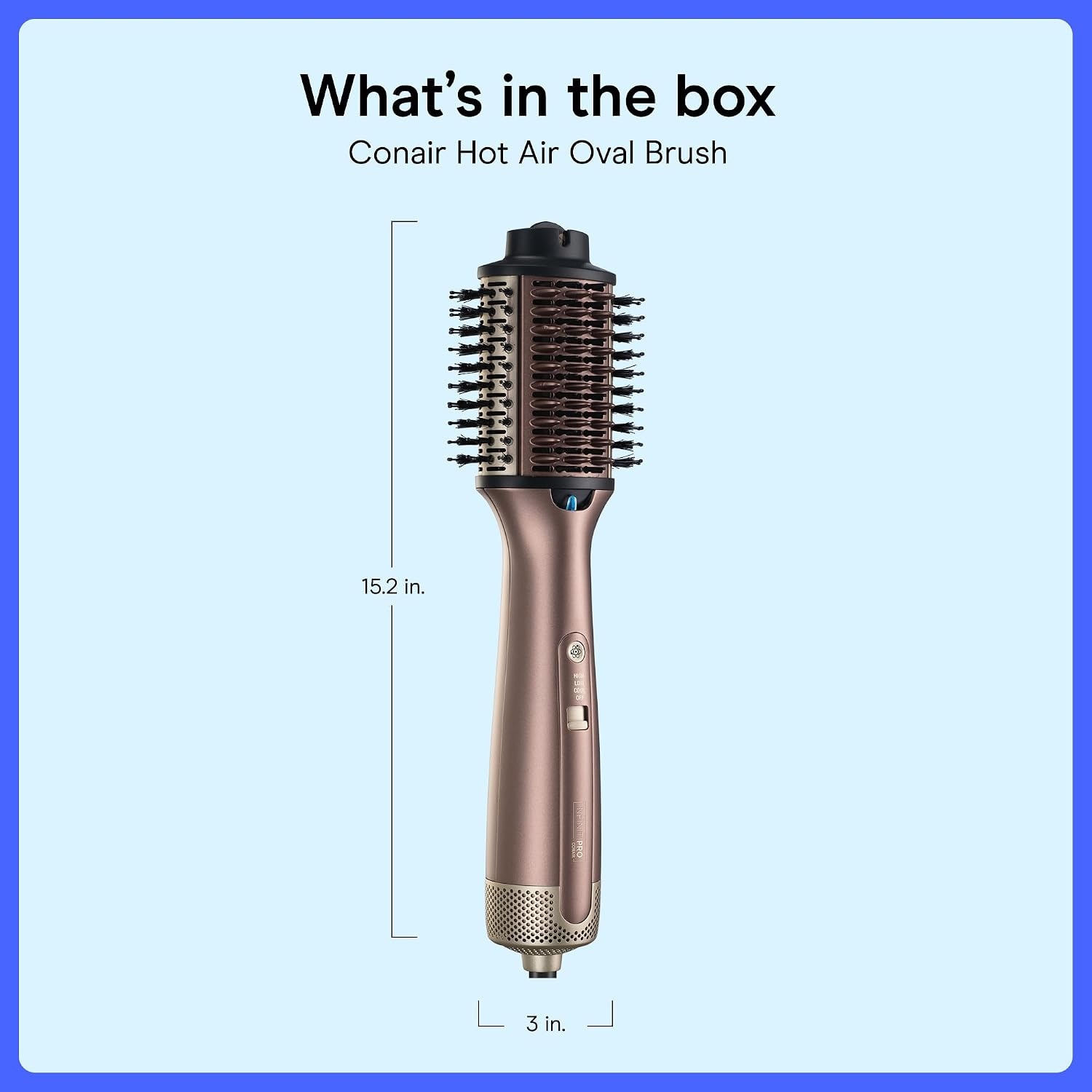image:imageConair Hot Air Brush Blowout Styler WettoDry 3Inch Oval Barrel for Wavy Curly and Textured Hair BC95