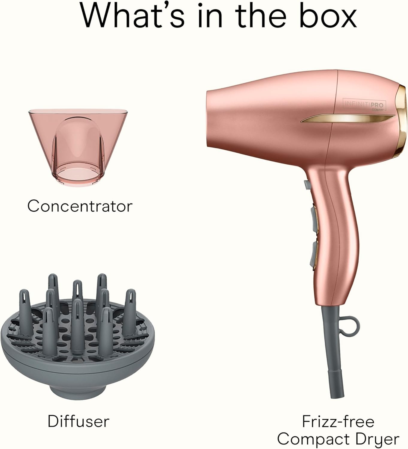 image:imageConair INFINITIPRO BY Frizz Free Compact Hair Dryer 2x the Shine 3x the Frizz Control dusty rose 1 CountDusty Rose