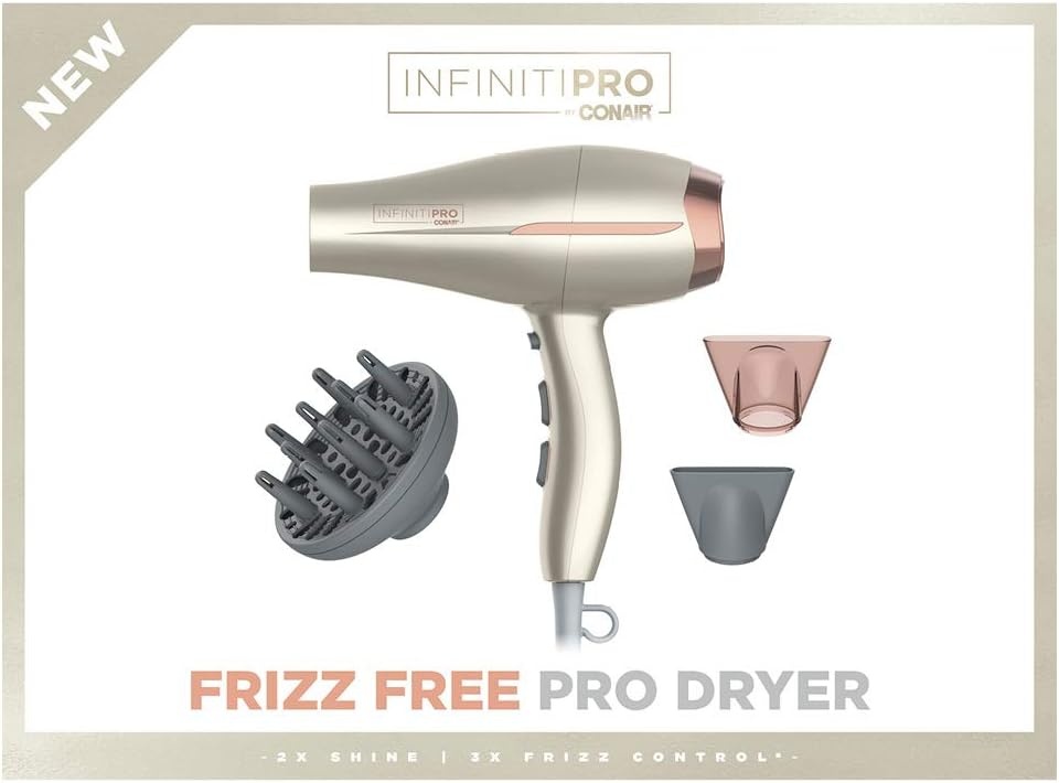 image:imageConair INFINITIPRO BY Frizz Free Compact Hair Dryer 2x the Shine 3x the Frizz Control dusty rose 1 CountRose Gold