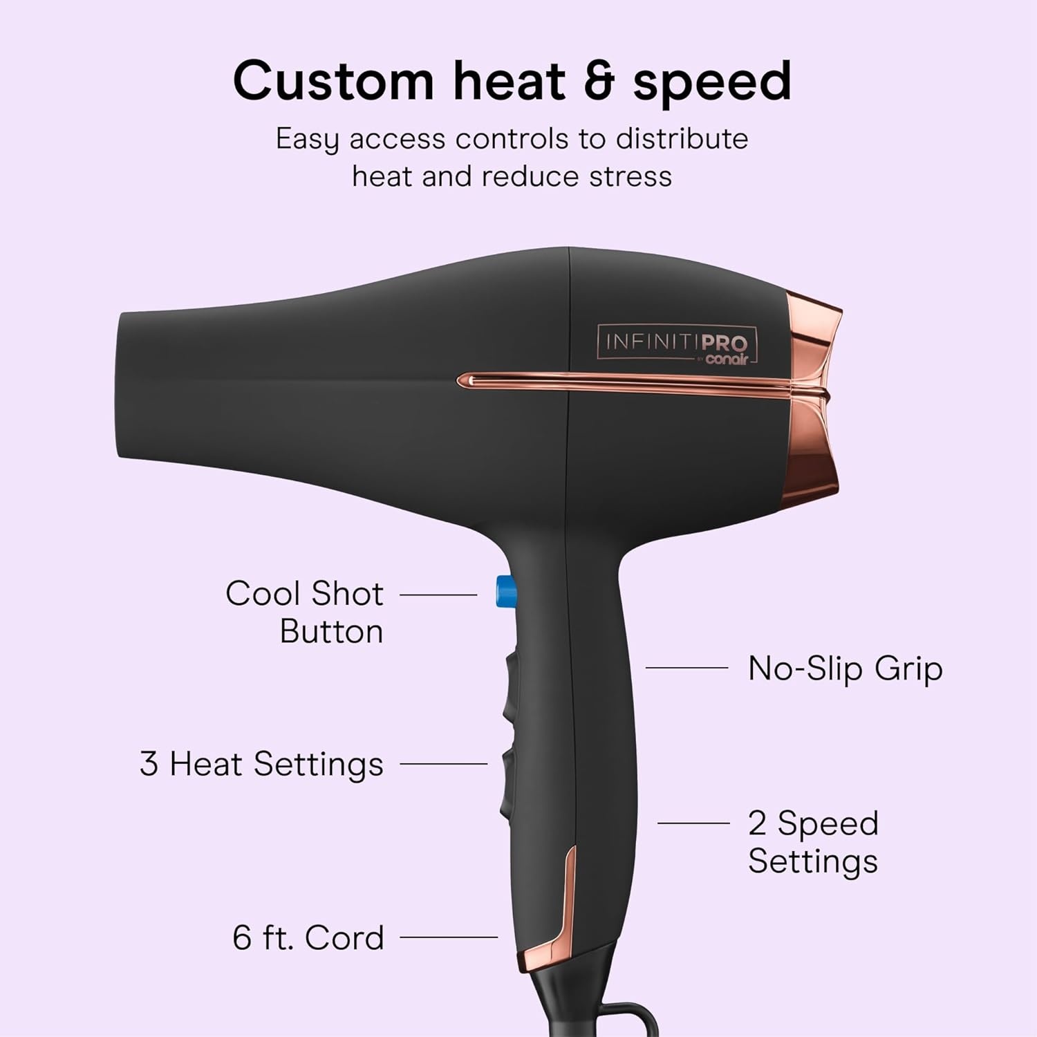 image:imageConair InfinitiPRO AC Motor Pro Hair Dryer Professional ionic ceramic blow dryer for faster frizzfree drying on all hair types Black Model 650XBlack