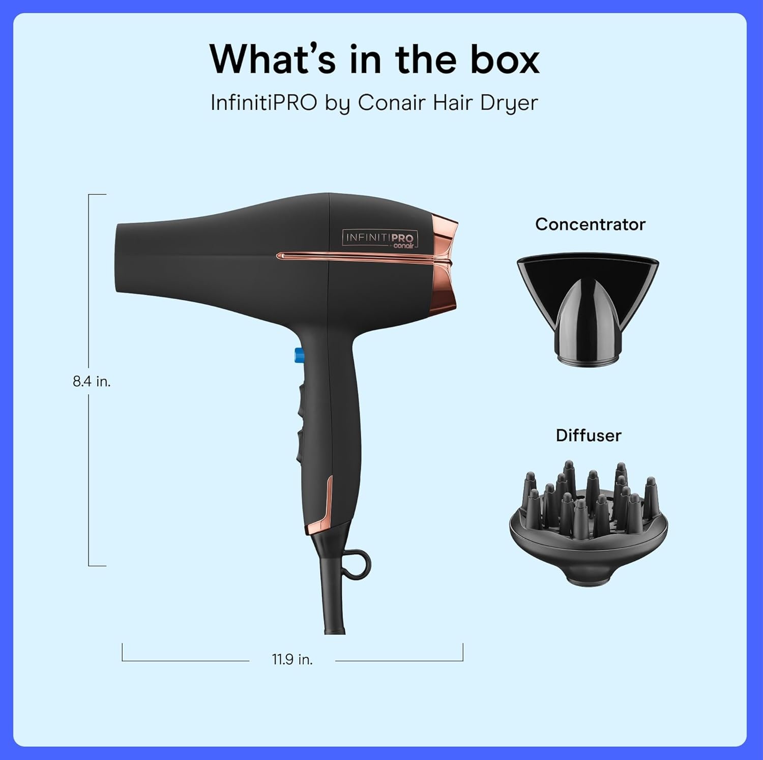 image:imageConair InfinitiPRO AC Motor Pro Hair Dryer Professional ionic ceramic blow dryer for faster frizzfree drying on all hair types Black Model 650XBlack