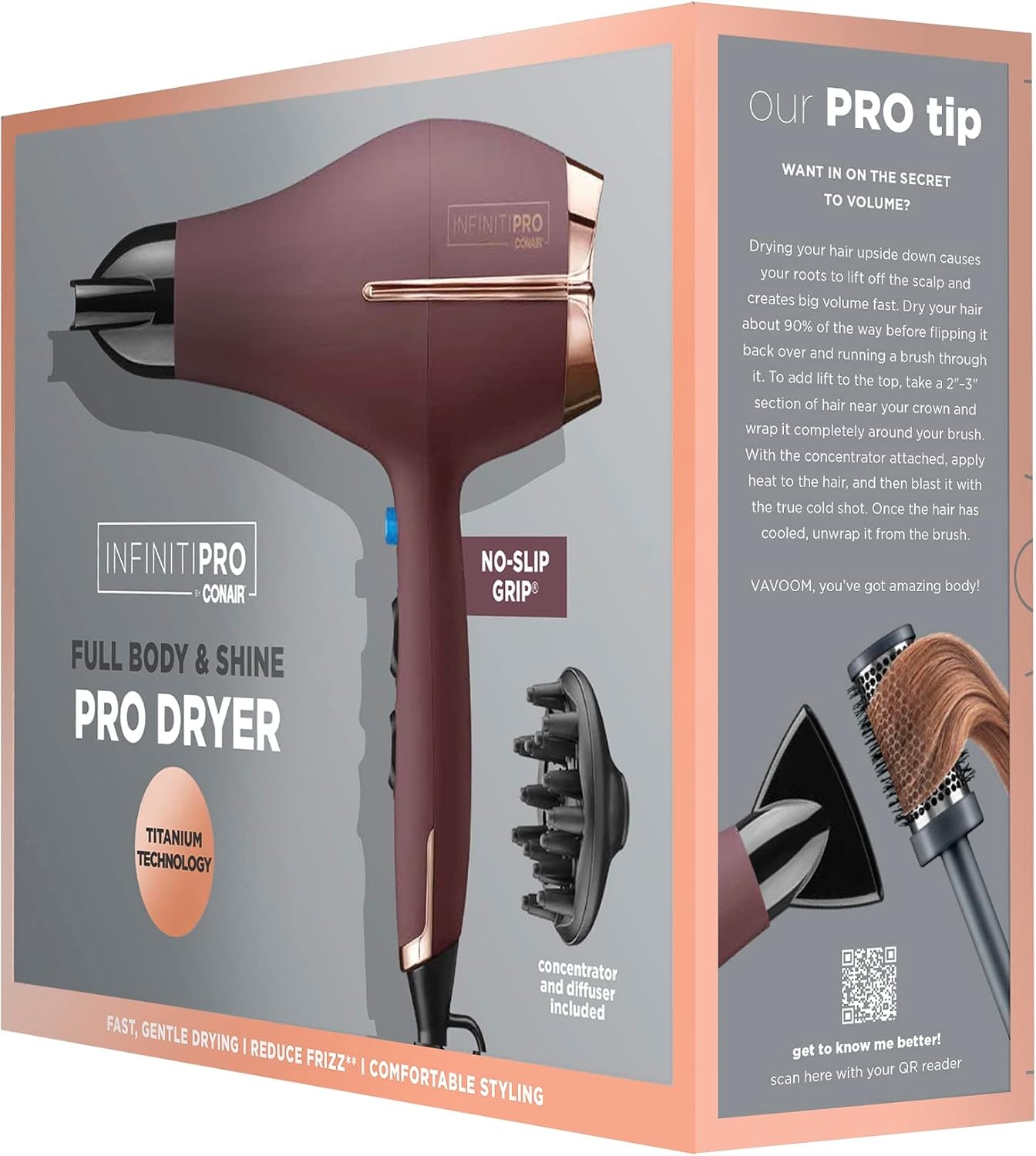 image:imageConair InfinitiPRO AC Motor Pro Hair Dryer Professional ionic ceramic blow dryer for faster frizzfree drying on all hair types Black Model 650XPlum Amazon Exclusive