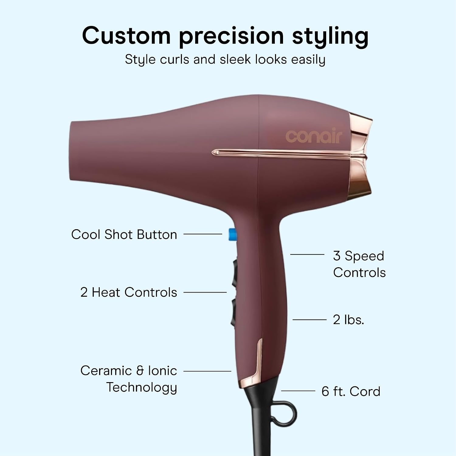 image:imageConair InfinitiPRO AC Motor Pro Hair Dryer Professional ionic ceramic blow dryer for faster frizzfree drying on all hair types Black Model 650XPlum