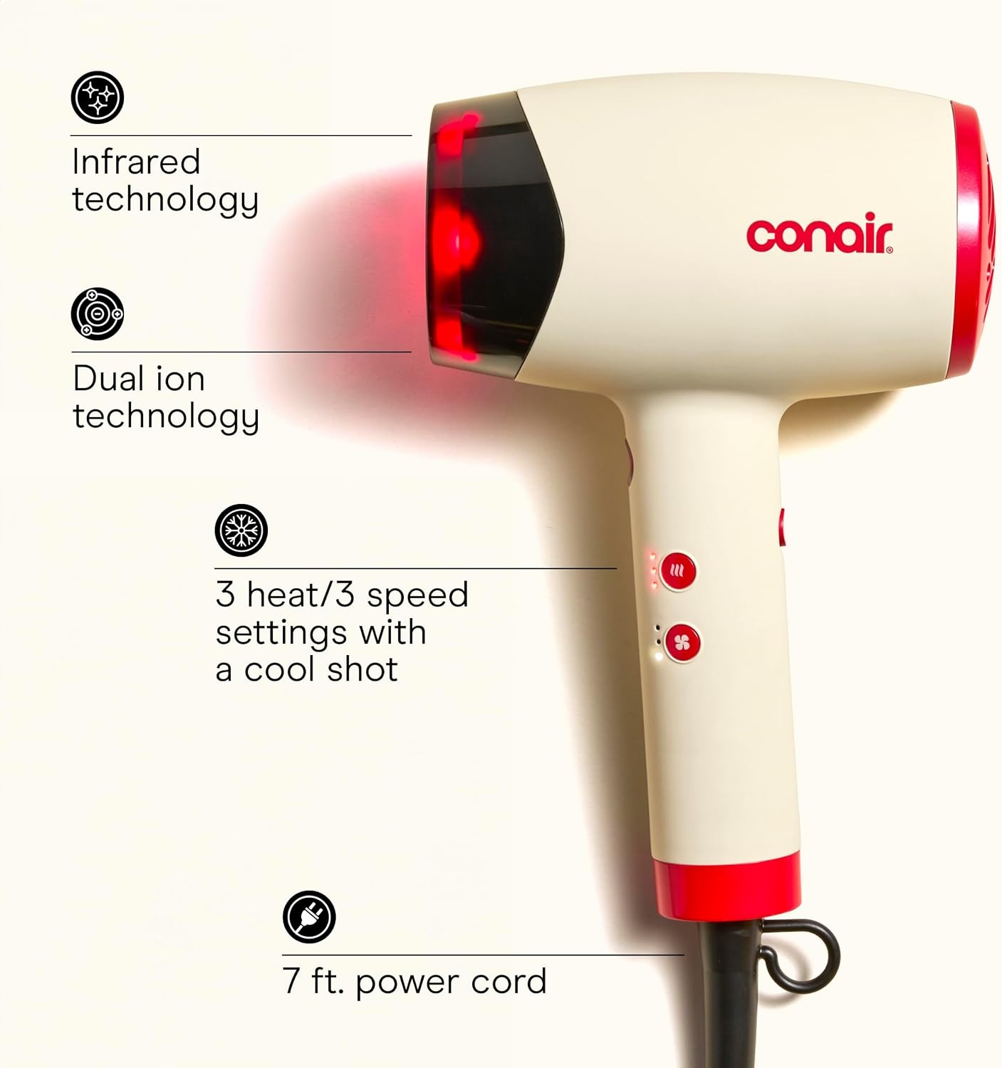 image:imageConair InfinitiPRO Infrared Hair Dryer with Dual Ionic Conditioning Includes Diffuser amp Concentrator Fast Drying Blow Dryer for Frizz Reduction 3 HeatSpeed Settings White 1999