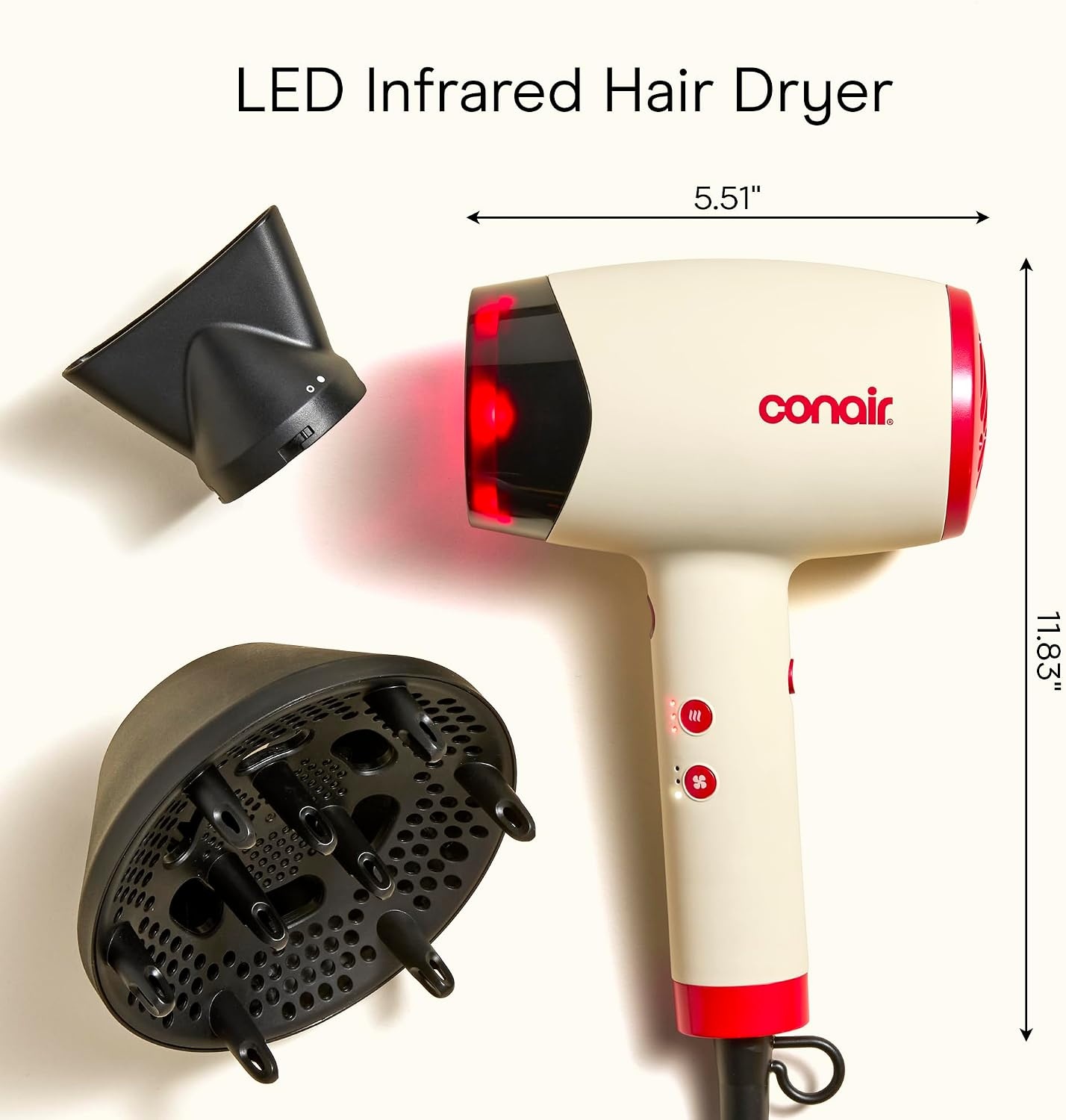 image:imageConair InfinitiPRO Infrared Hair Dryer with Dual Ionic Conditioning Includes Diffuser amp Concentrator Fast Drying Blow Dryer for Frizz Reduction 3 HeatSpeed Settings White 1999