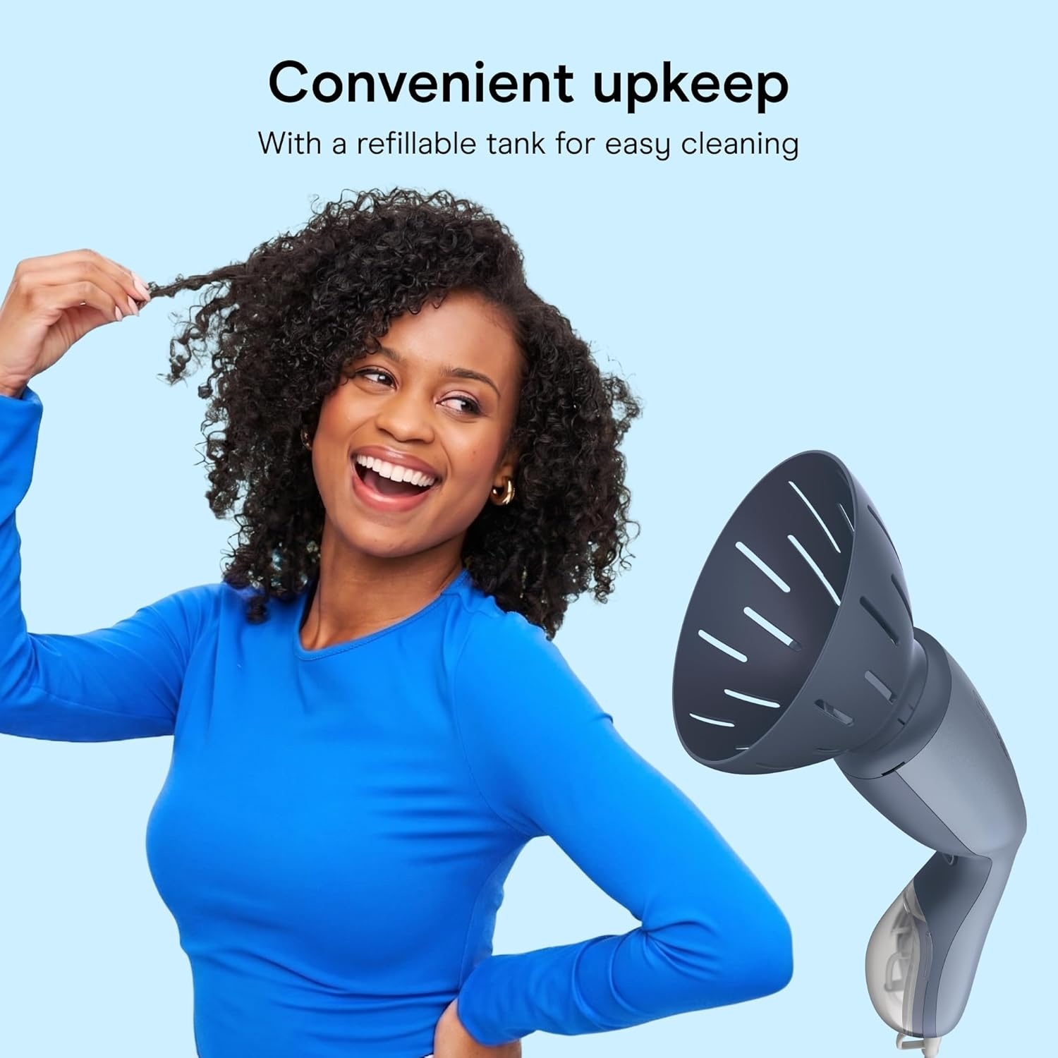 image:imageConair InfinitiPRO Steam Therapy Curl Refresher Hair Steamer Gentle steam therapy revives flat or dry natural coily and curly hair Blue Model S03L5Hair Steamer