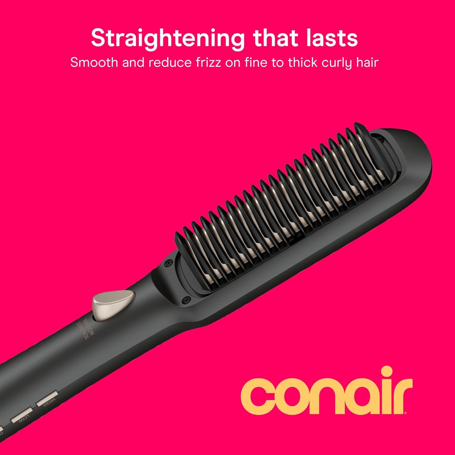 image:imageConair InfinitiPRO Tension Control Straightening Brush Tension control ionic brush straightens and reduces frizz on fine to thick curly hair Gray Model BC77712
