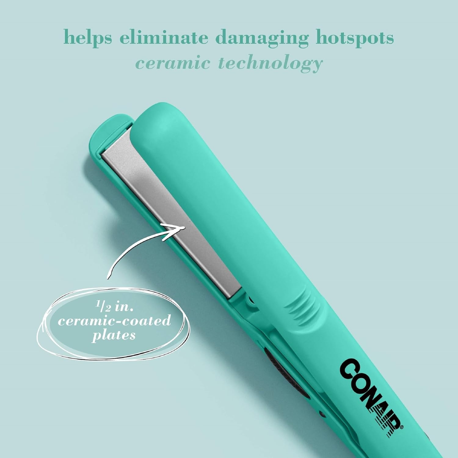 image:imageConair Instant Heat Ceramic Flat Iron 34inchTurquoise
