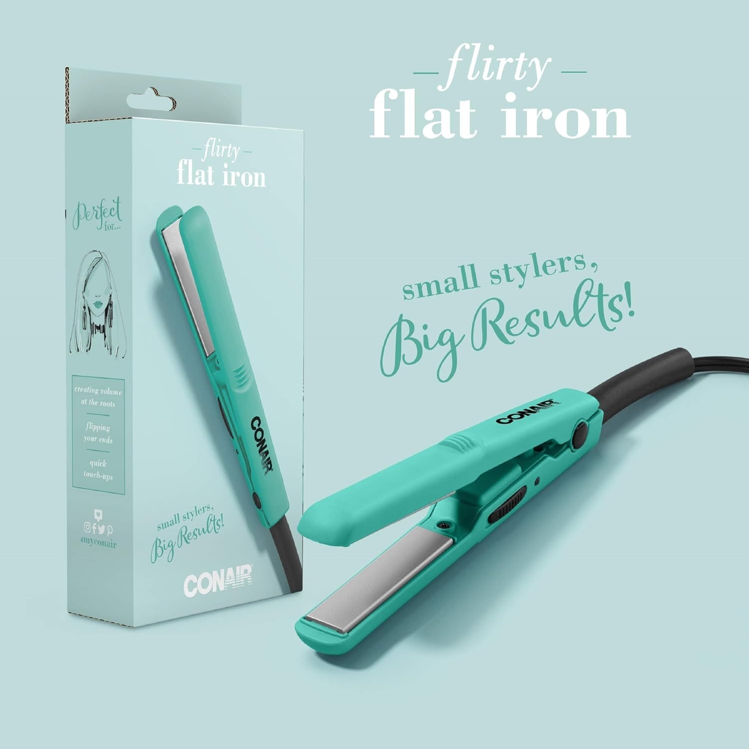 image:imageConair Instant Heat Ceramic Flat Iron 34inchTurquoise