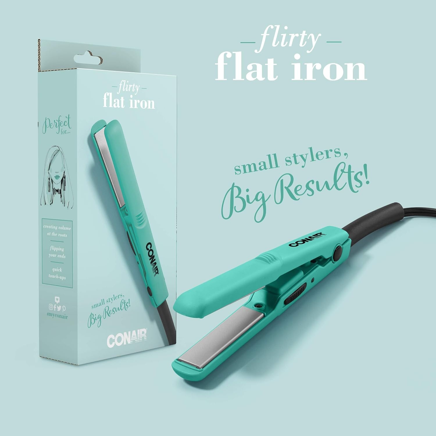 image:imageConair Instant Heat Ceramic Flat Iron 34inchTurquoise
