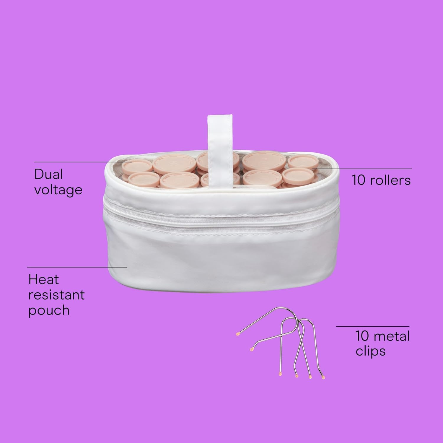 image:imageConair Instant Heat Compact Hot Rollers for Long Medium and All Hair Hair Curler Hair Roller Clips Included 1 14inch 1inch and 34inch Rollers1 Count Pack of 1