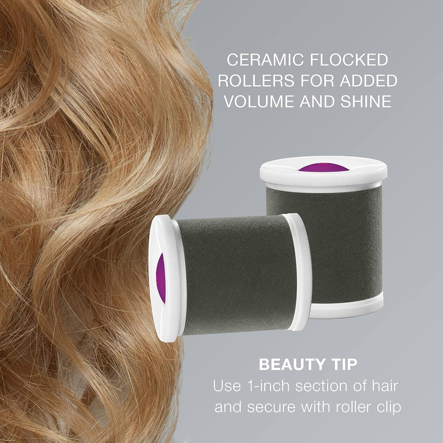 image:imageConair Jumbo Hot Rollers Hair Setter Ceramic Flocked 2Inch Rollers 8Piece Set for Voluminous Curls Soft Waves Bouncy Body Pink CHV28AMZBlue