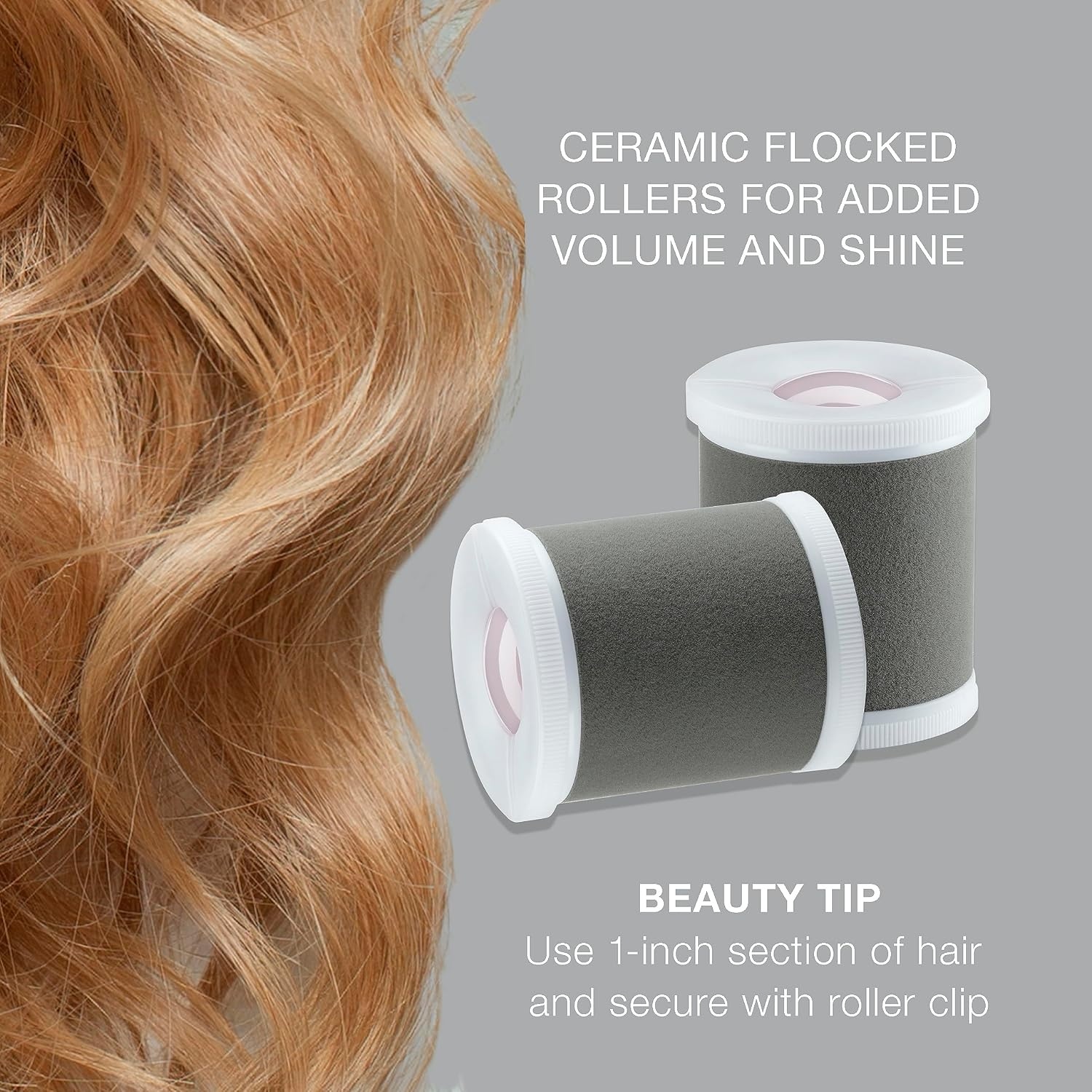image:imageConair Jumbo Hot Rollers Hair Setter Ceramic Flocked 2Inch Rollers 8Piece Set for Voluminous Curls Soft Waves Bouncy Body Pink CHV28AMZLilac Amazon Exclusive