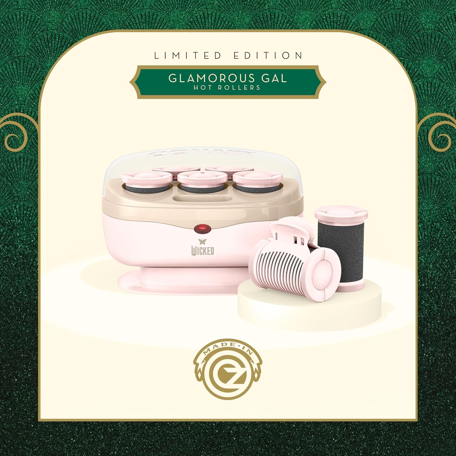 image:imageConair Jumbo Hot Rollers Hair Setter Ceramic Flocked Fast Heating for Voluminous Curls and Waves 5Piece White TS7LGlinda Pink Wicked Exclusive