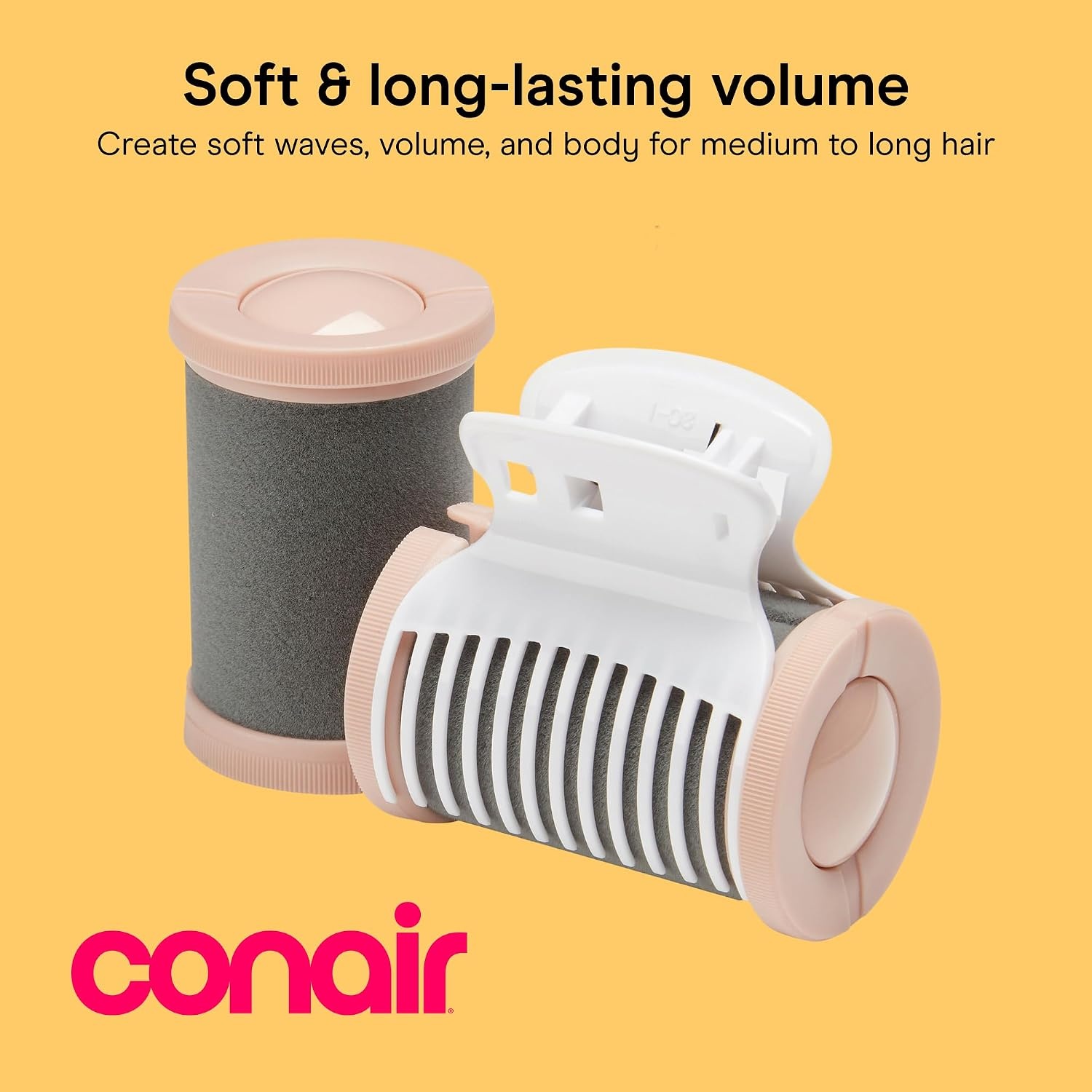 image:imageConair Jumbo Hot Rollers Hair Setter Ceramic Flocked Fast Heating for Voluminous Curls and Waves 5Piece White TS7LWhite