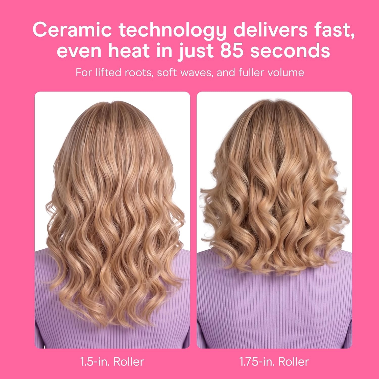 image:imageConair Jumbo Hot Rollers Hair Setter Ceramic Flocked Fast Heating for Voluminous Curls and Waves 5Piece White TS7LWhite