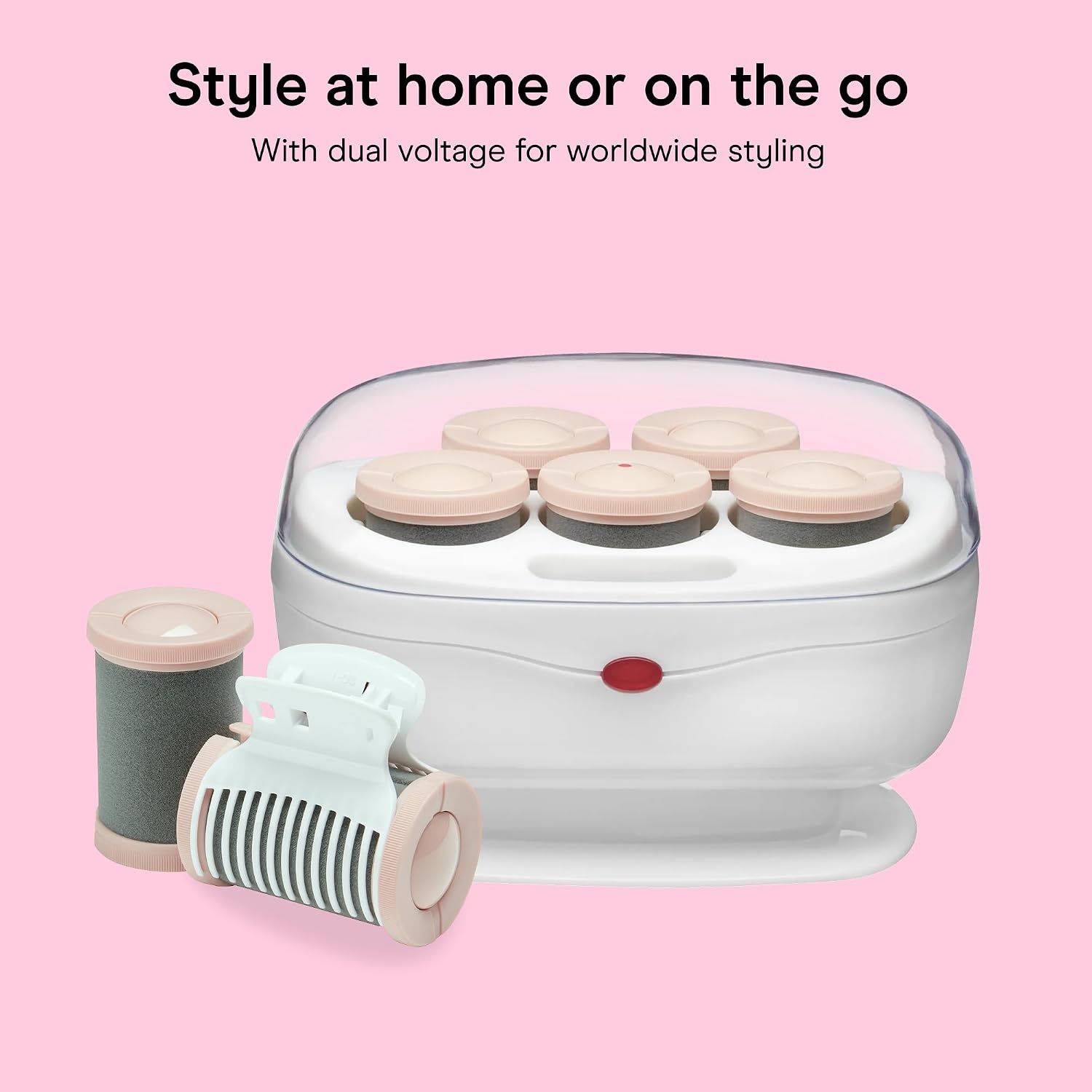image:imageConair Jumbo Hot Rollers Hair Setter Ceramic Flocked Fast Heating for Voluminous Curls and Waves 5Piece White TS7LWhite