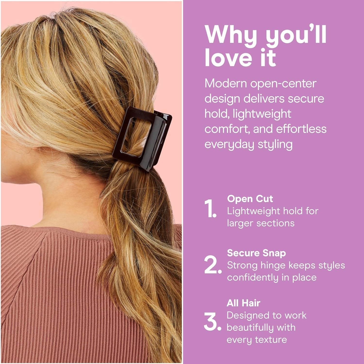 image:imageConair Luxe Claw Clips 3PK Durable Thick Plastic Hair Clips for Women Cute Claw Clips All Hair Types Secures Hair Fast GoldTone Hinge Solid Neutral amp Matte Tort2Count