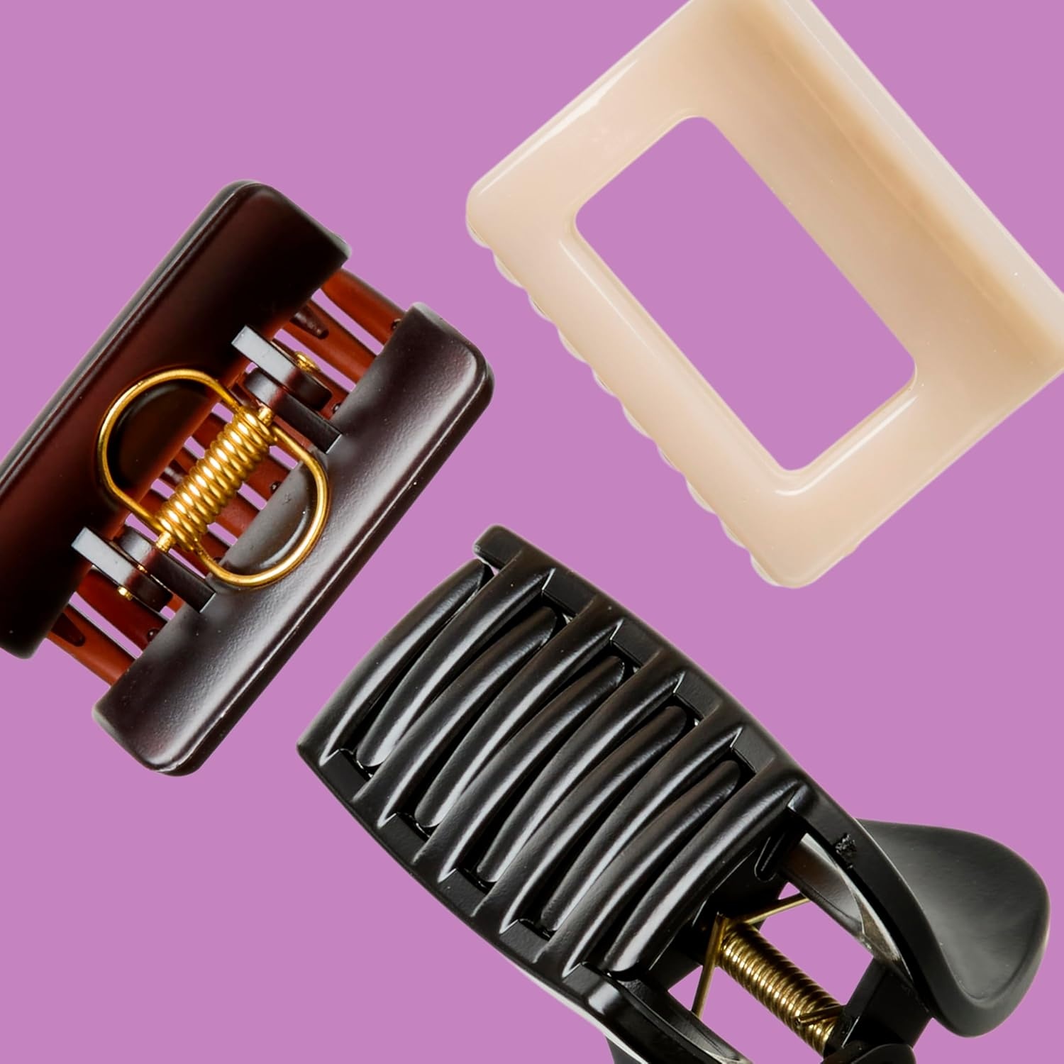 image:imageConair Luxe Claw Clips 3PK Durable Thick Plastic Hair Clips for Women Cute Claw Clips All Hair Types Secures Hair Fast GoldTone Hinge Solid Neutral amp Matte Tort3Count