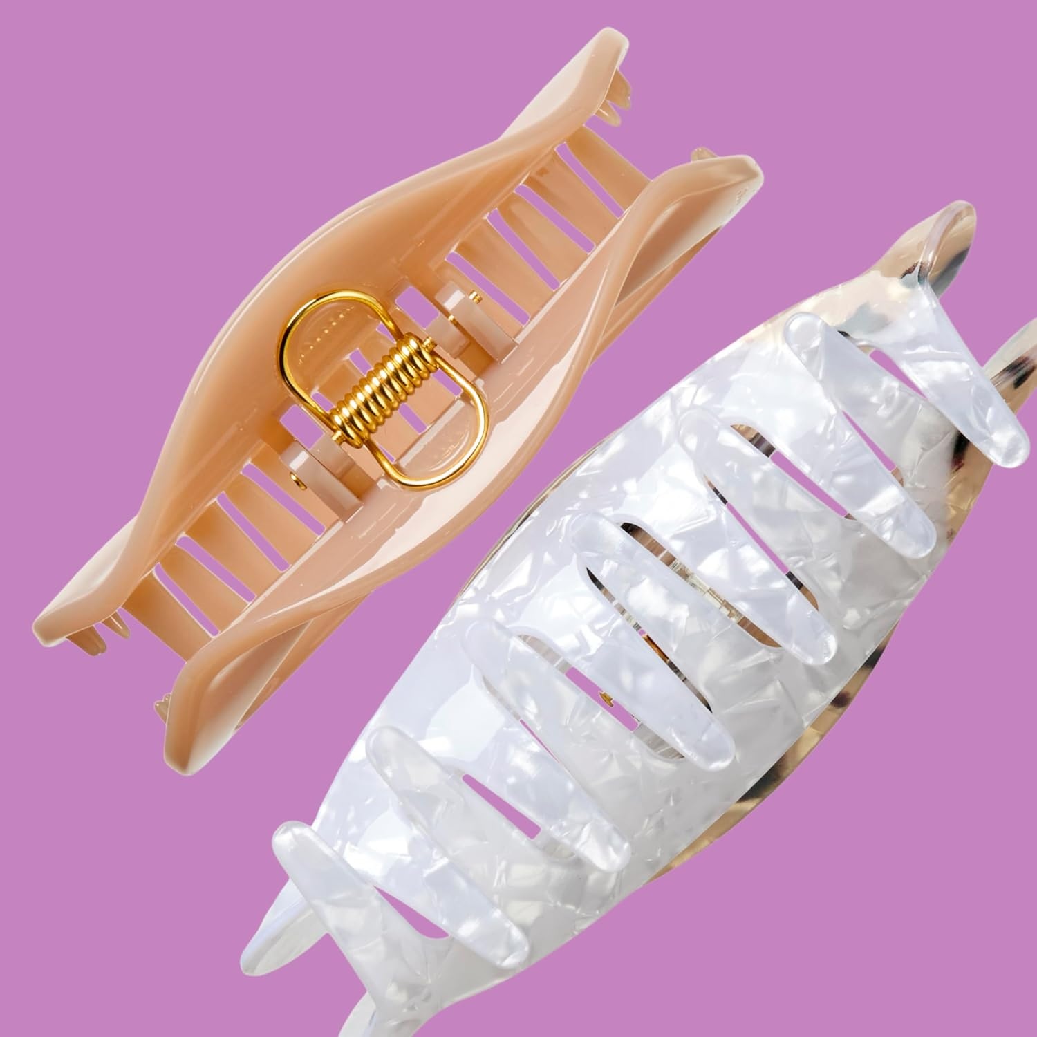image:imageConair Luxe Large OpenCenter Claw Clips 2PK Strong Hold Hair Clips for Women Modern Cute Hair ClipsCute Claw Clips Lightweight amp Durable All Hair Types Neutral Solid amp Tortoise Finish