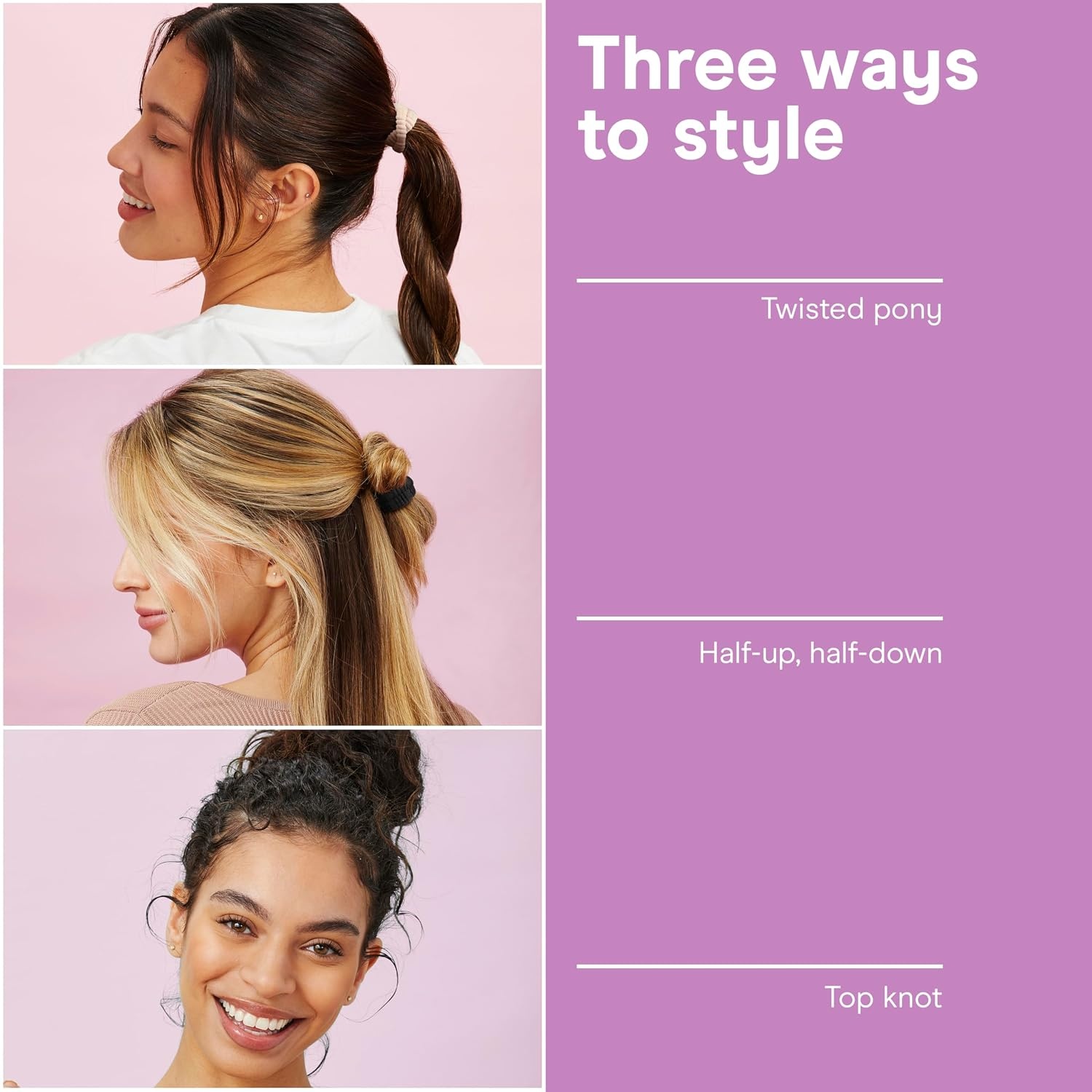 image:imageConair Luxe Ponytailers in Pouches 64PK Hair Ties No Damage Hair Accessories for Girls Hair Bands Hair Ties Variety Pack Neutral Colors