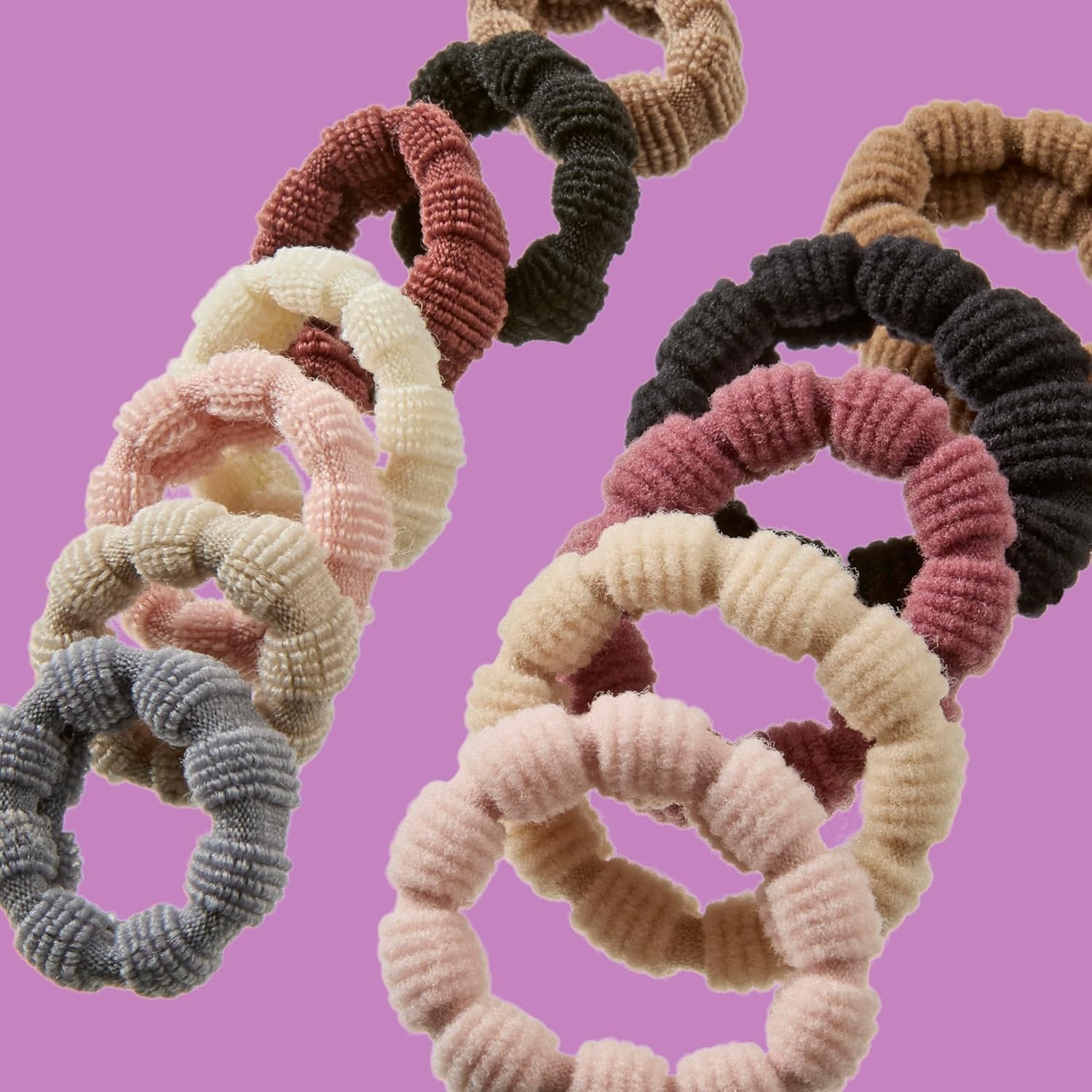 image:imageConair Luxe Ponytailers in Pouches 64PK Hair Ties No Damage Hair Accessories for Girls Hair Bands Hair Ties Variety Pack Neutral Colors