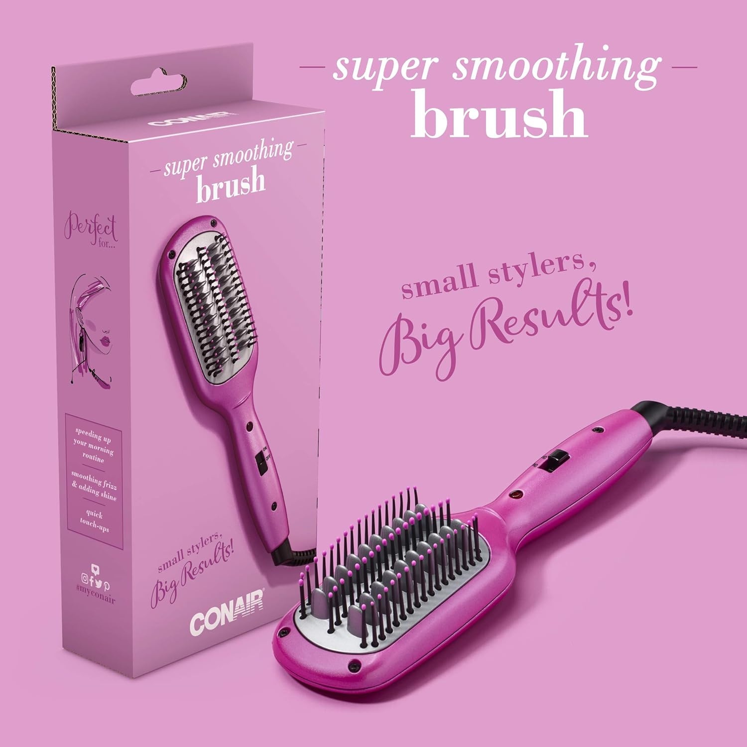 image:imageConair Mini Super Smoothing Brush Perfect for OnTheGo Styling1 Count Pack of 1