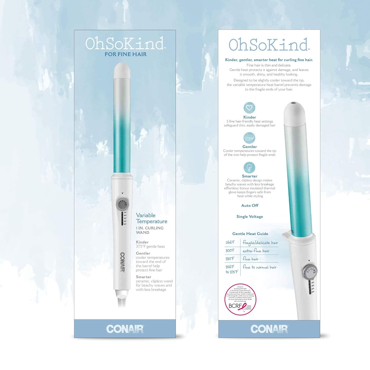 image:imageConair OhSoKind For Fine Hair 1inch Curling Wand Straight wand produces flawless waves