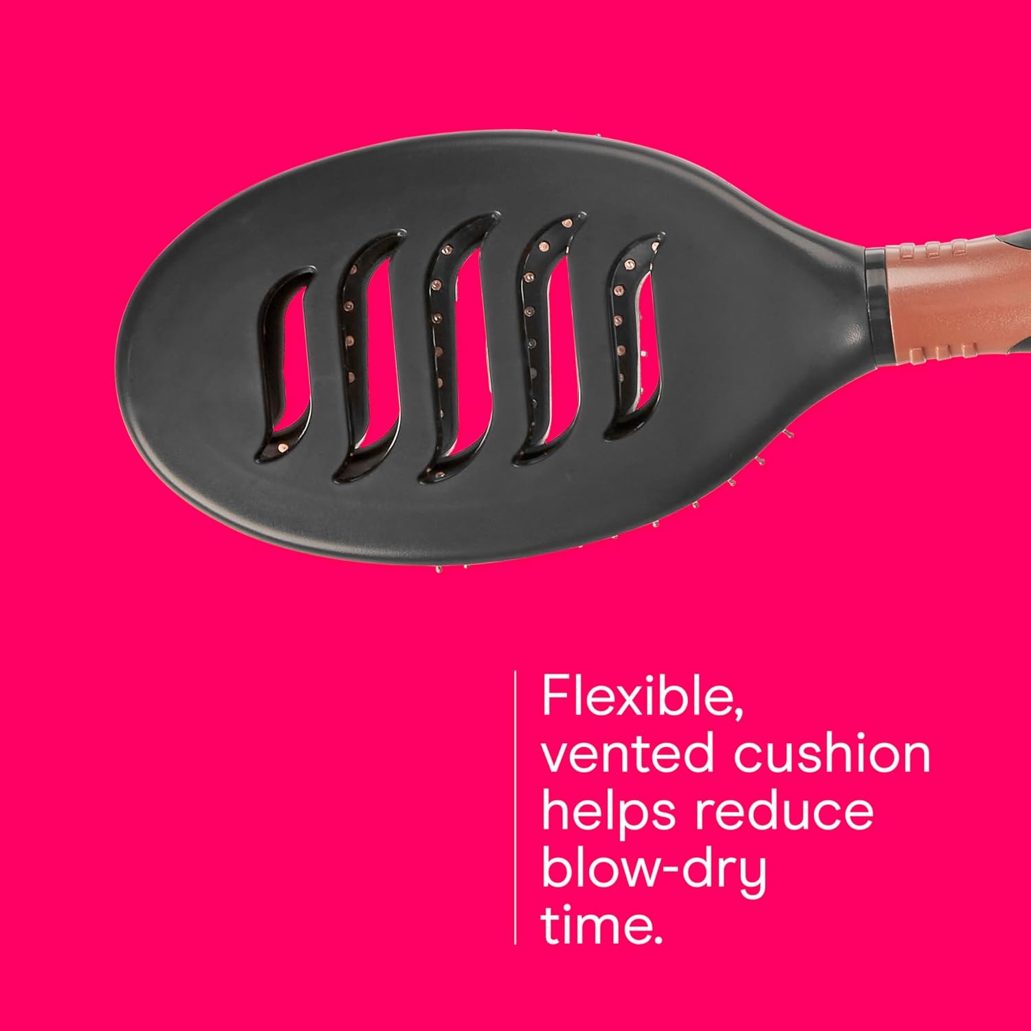 image:imageConair Quick BlowDry Pro Vented Copper Pin Cushion Brush StaticReducing Blow Dry Brush with CopperCoated Metal Pins Flexible Vented Cushion Hairbrush for Smoothing All Hair Types