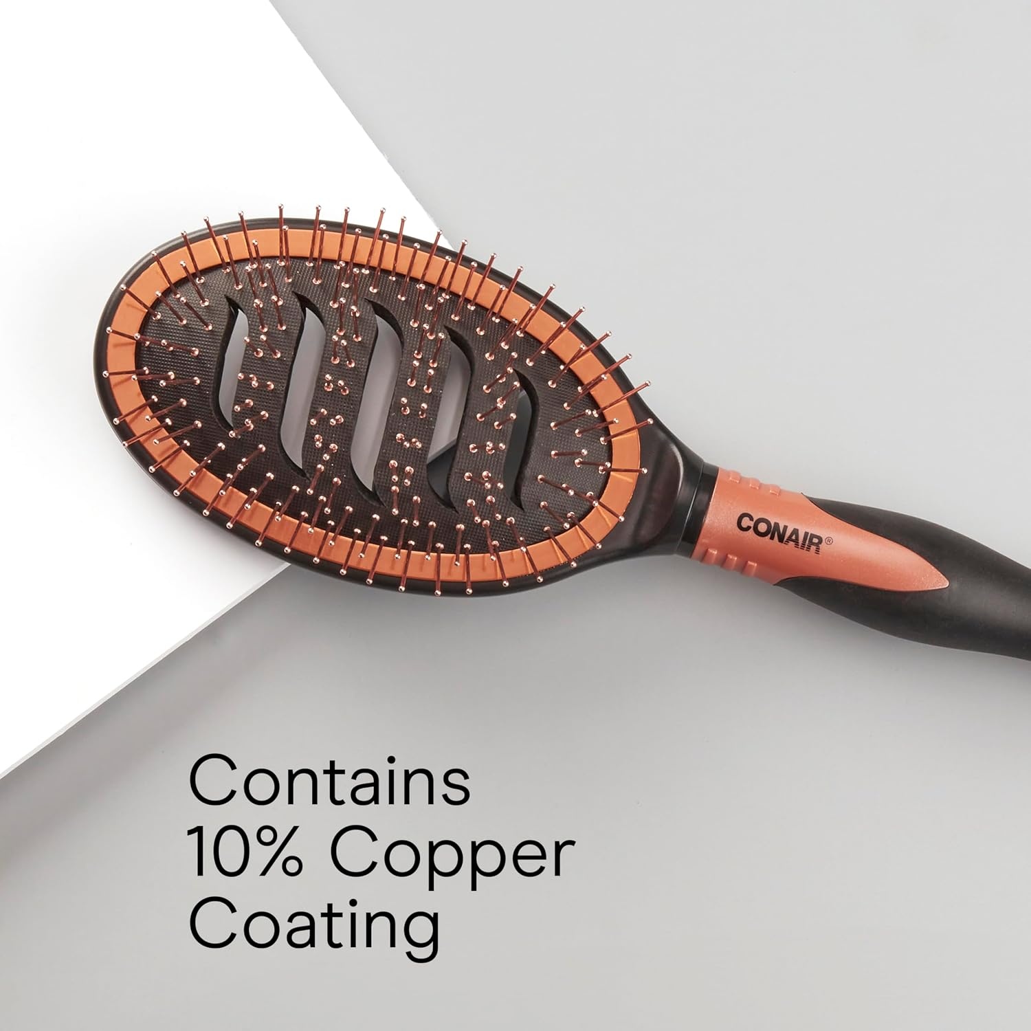 image:imageConair Quick BlowDry Pro Vented Copper Pin Cushion Brush StaticReducing Blow Dry Brush with CopperCoated Metal Pins Flexible Vented Cushion Hairbrush for Smoothing All Hair Types