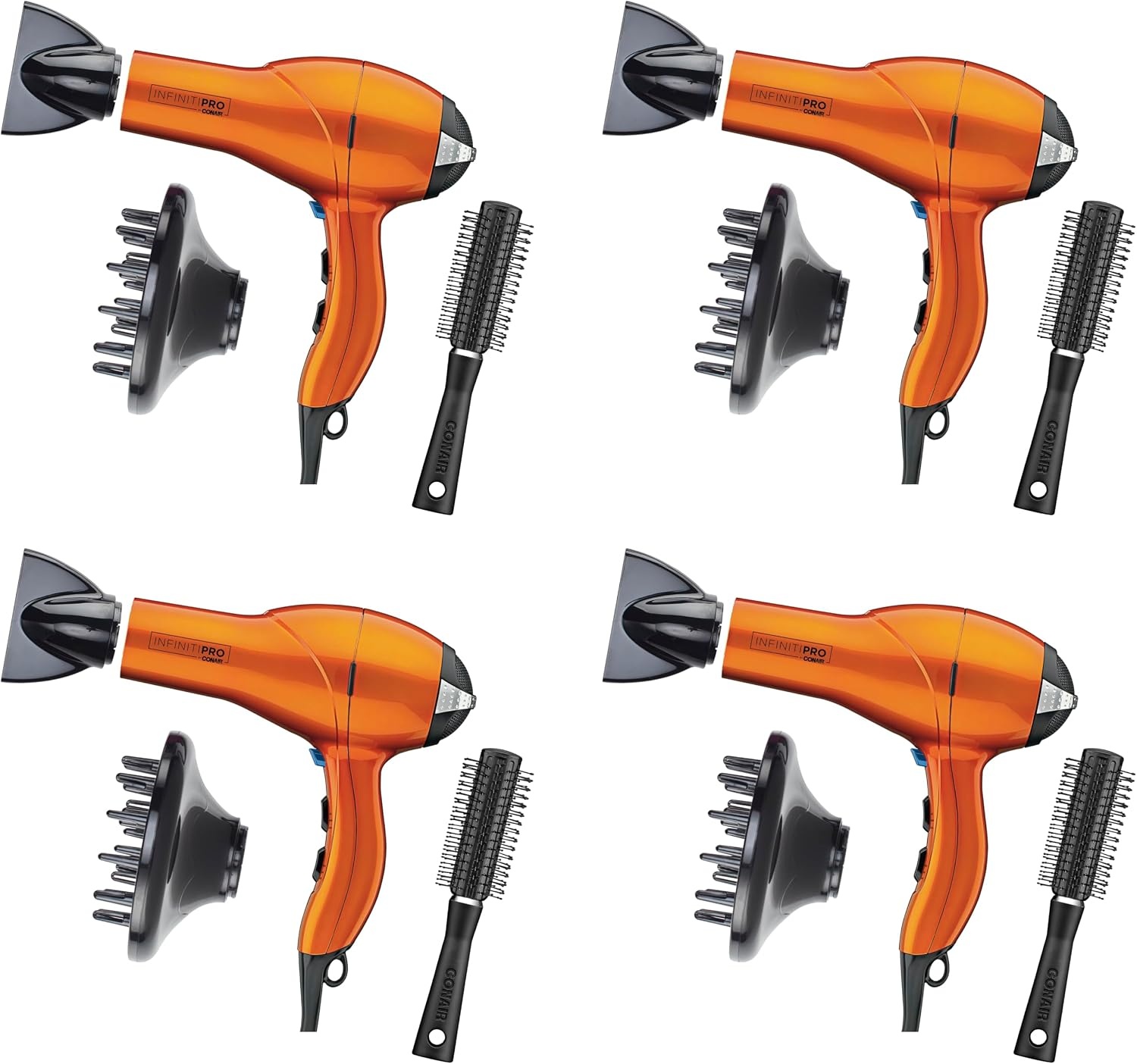 image:imageConair Salon Hair Dryer 1875W AC Motor for All Hair Types Includes Bonus Round Brush Concentrator Diffuser Black 259AMRYOrange With Bonus Brush